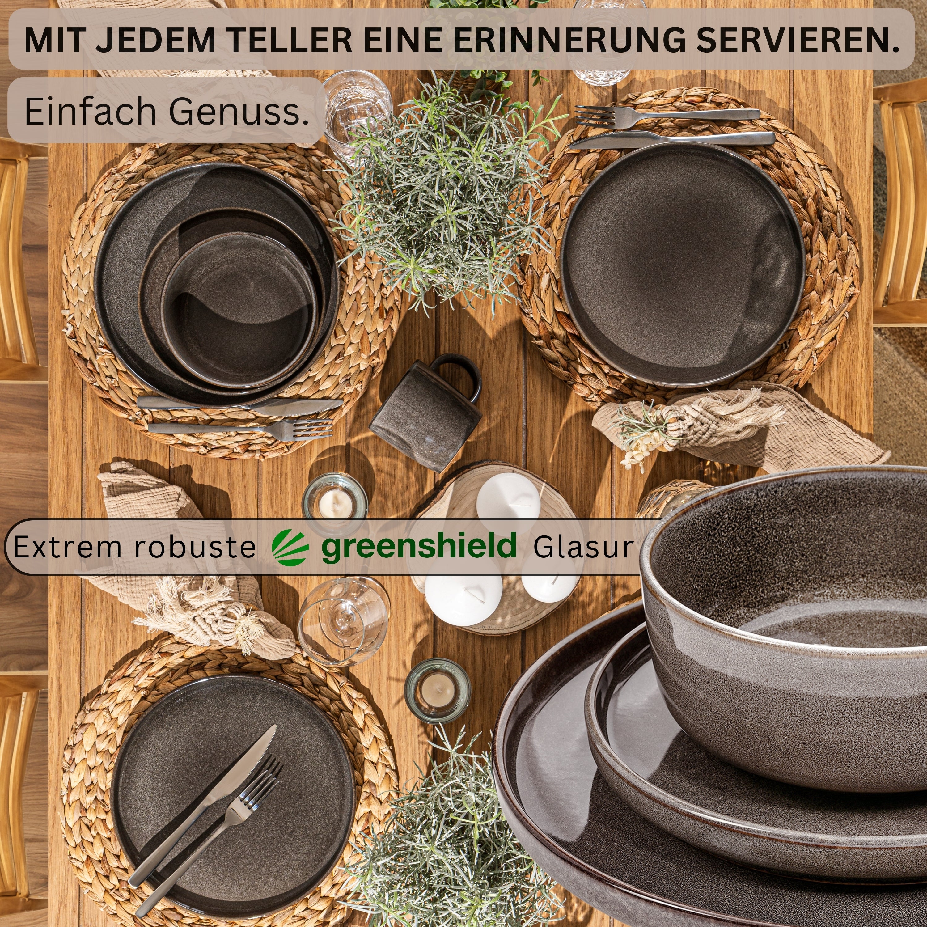 SÄNGER Tafelservice Kairo Graphit - 18 teilig aus Steingut