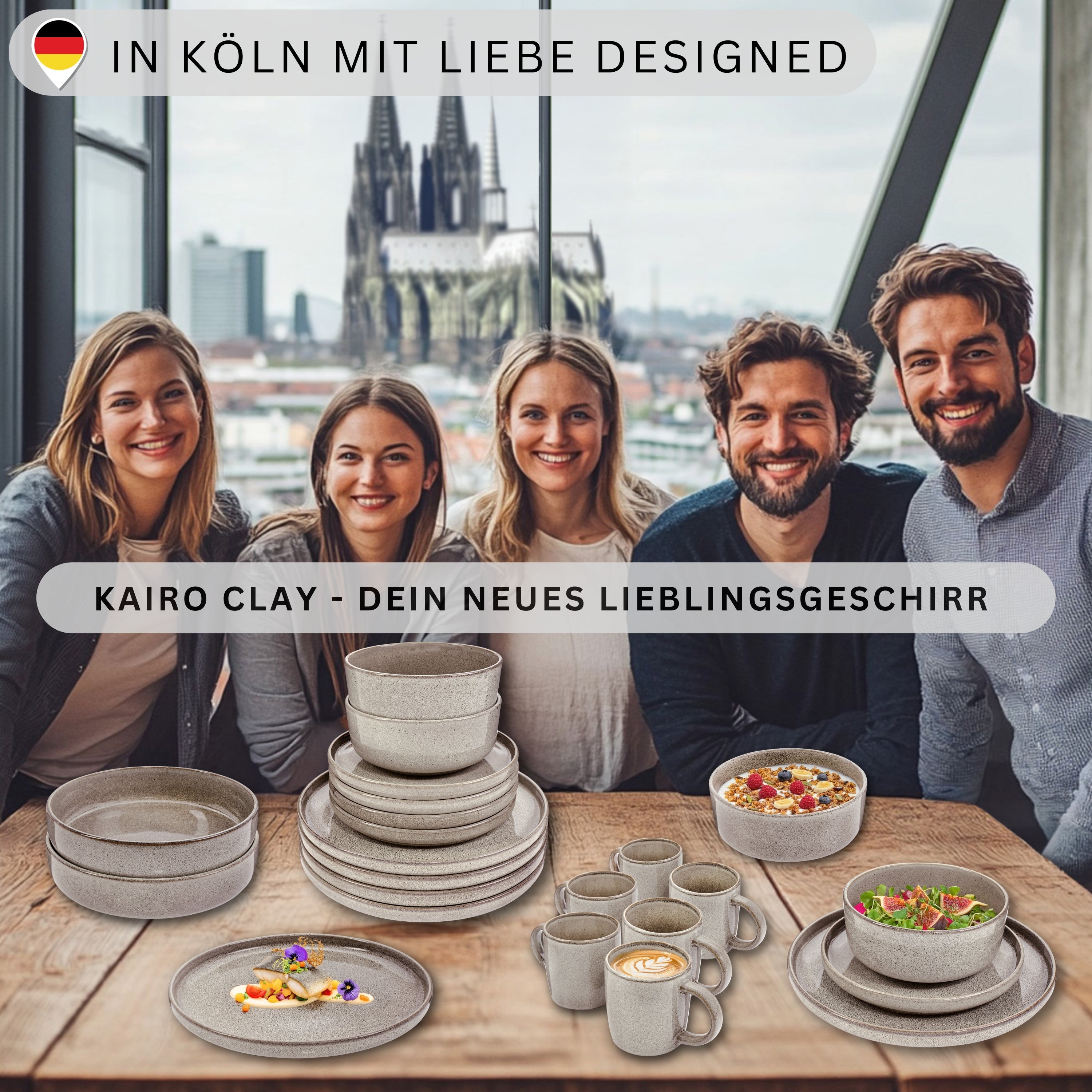 SÄNGER Dessertteller Set Kairo Clay - 6 teilig aus Steingut