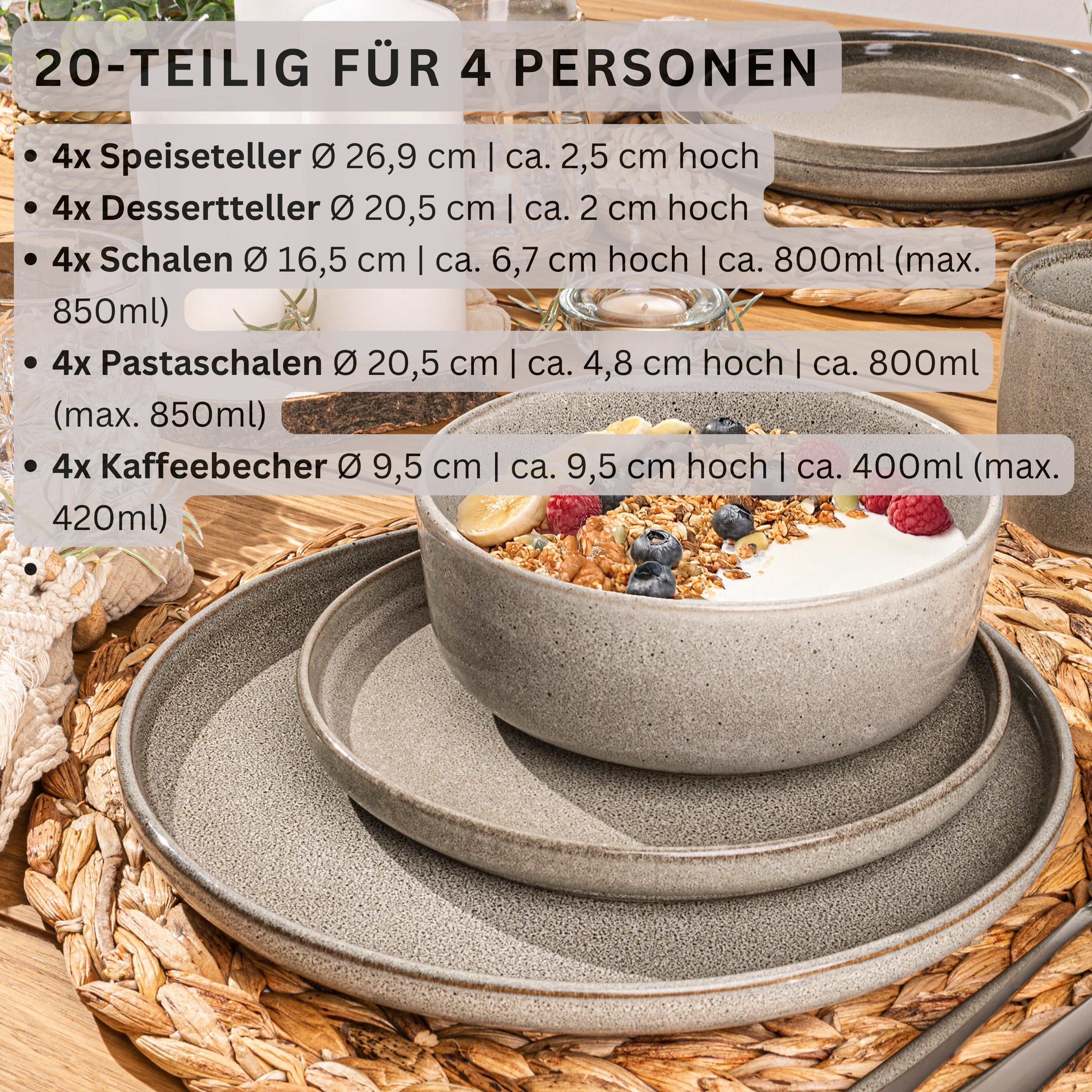 SÄNGER Kombiservice Kairo Clay- 20 teilig aus Steingut