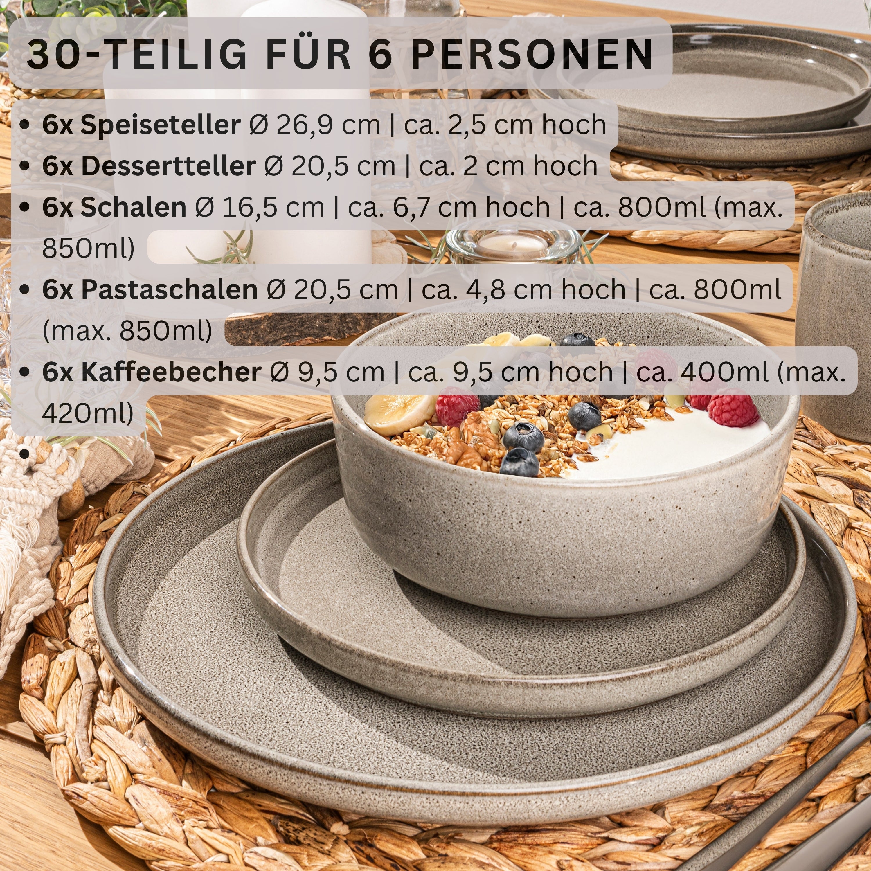 SÄNGER Kombiservice Kairo Clay- 30 teilig aus Steingut