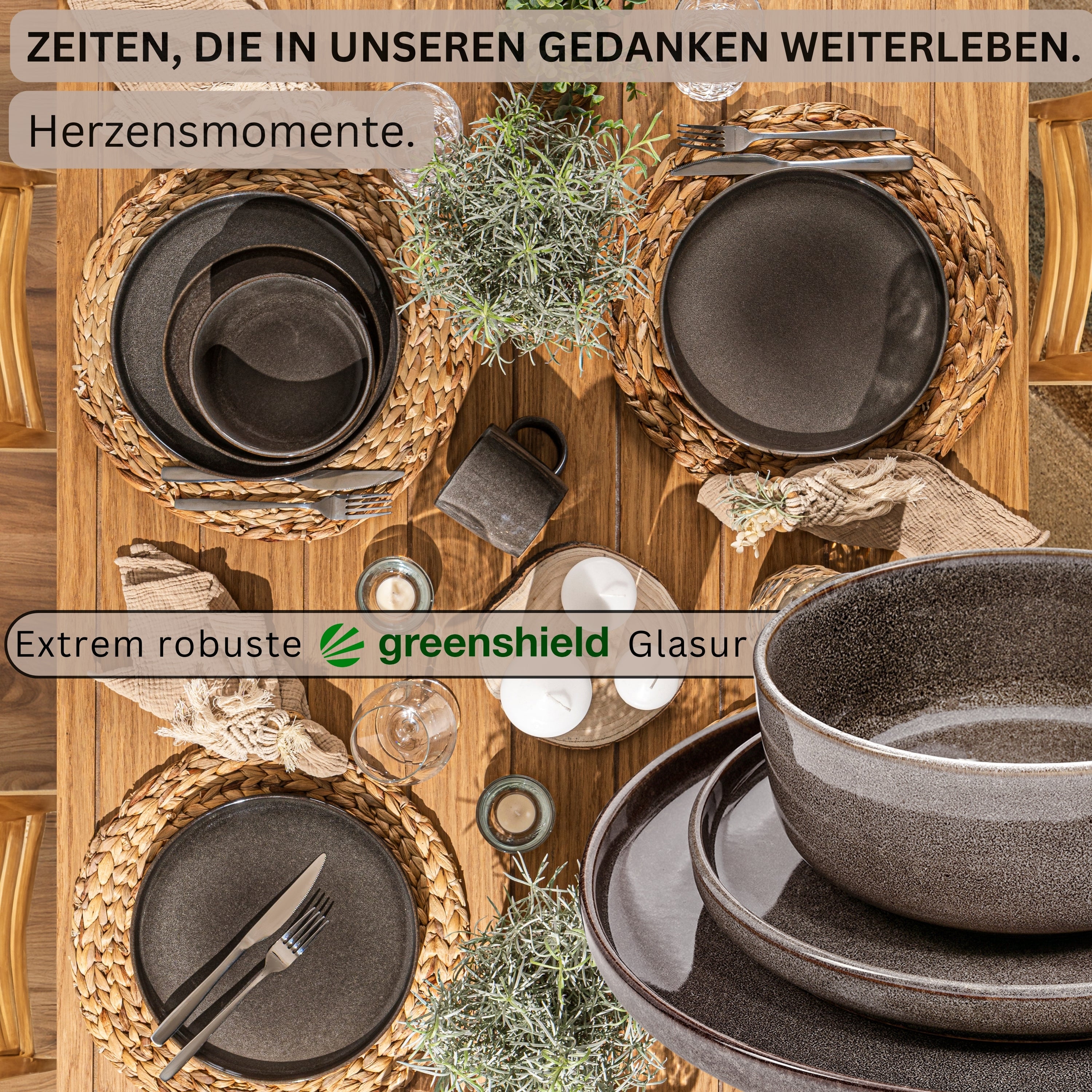 SÄNGER Tafelservice Kairo Graphit - 24 teilig aus Steingut