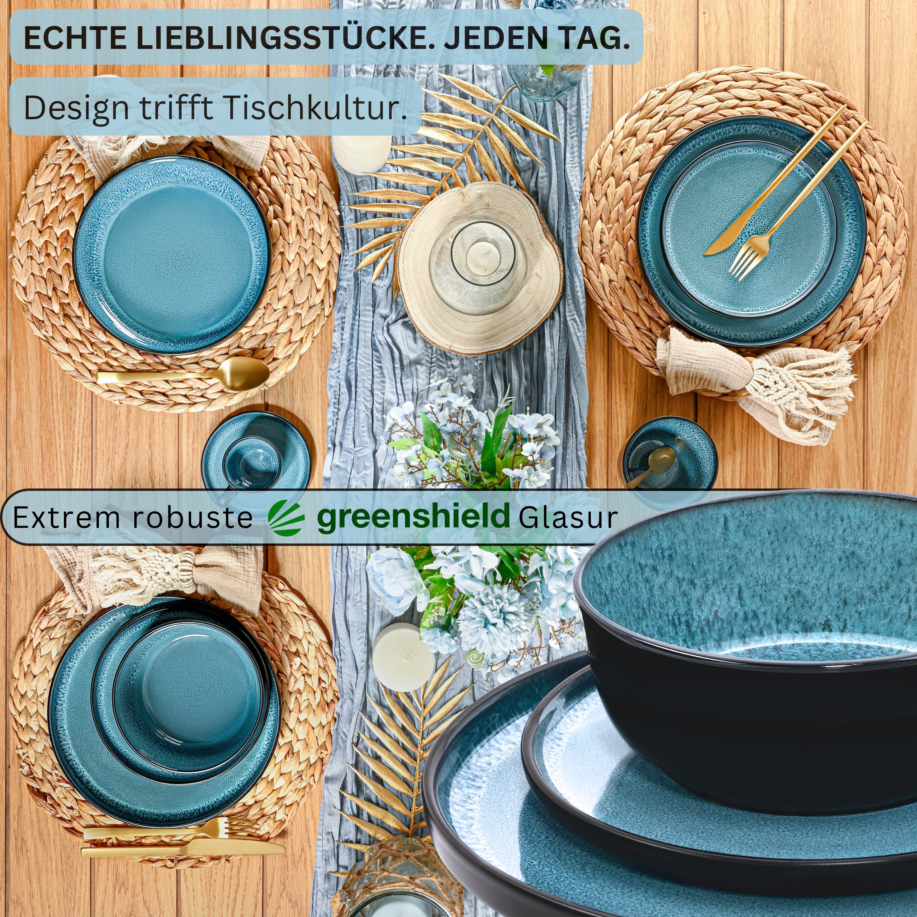 SÄNGER Steingut Geschirrset Vigo, Kombiservice 30 teilig für 6 Personen