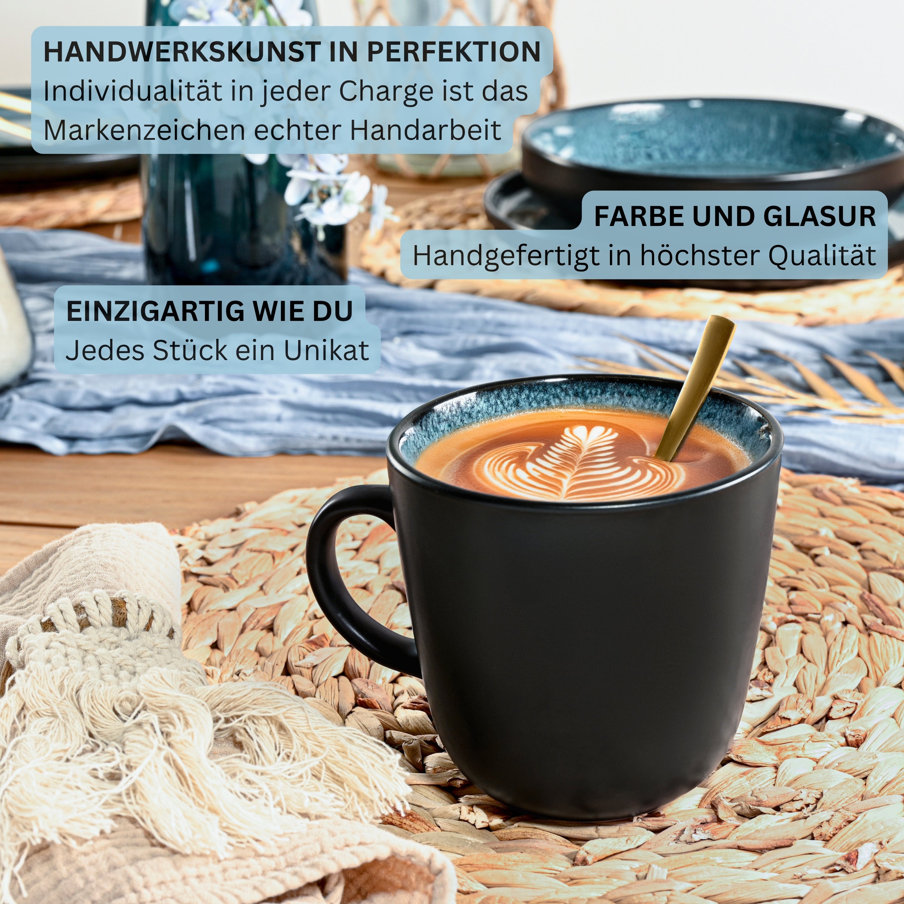 SÄNGER Steingut Geschirrset Vigo, Kombiservice 30 teilig für 6 Personen