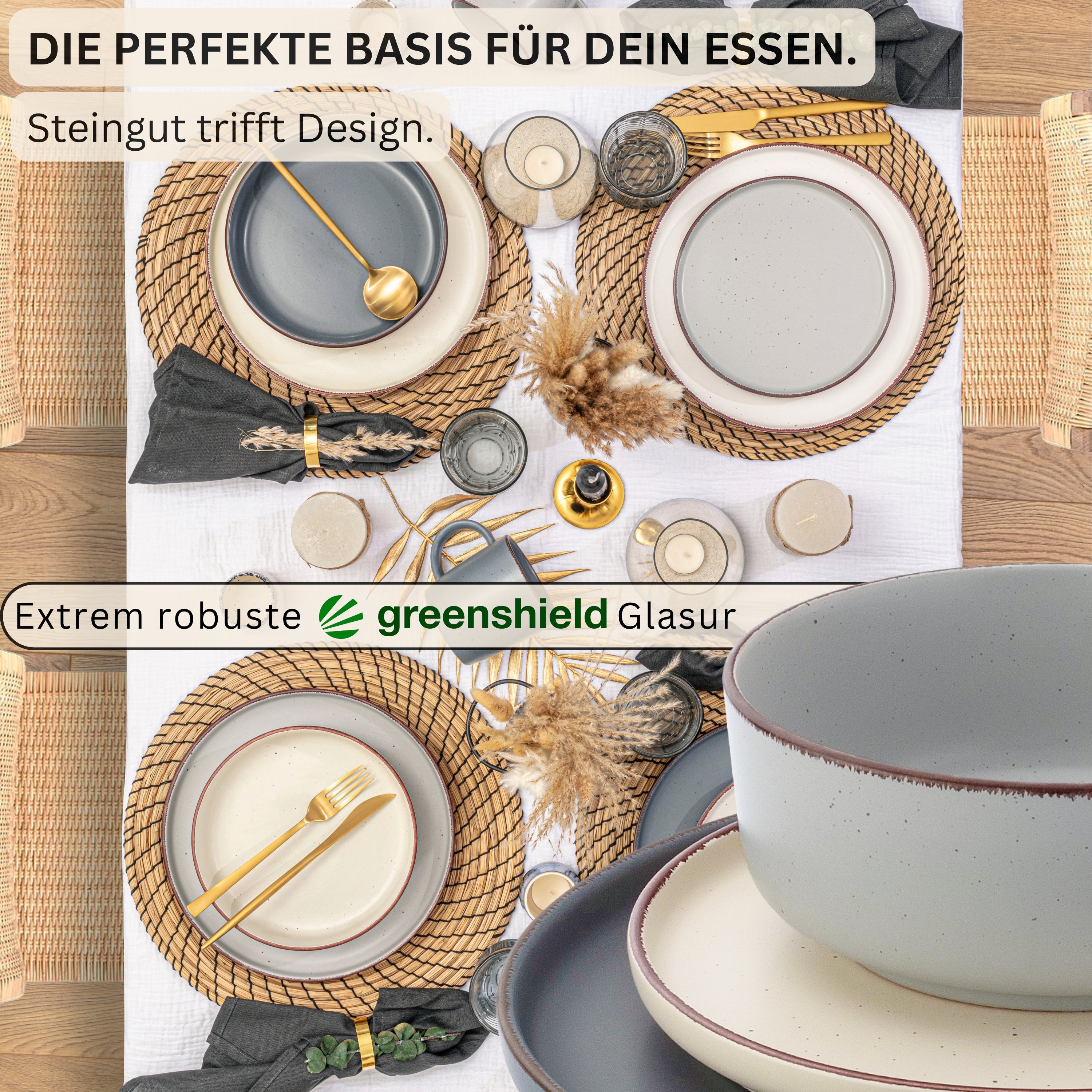 SÄNGER Steingut Geschirrset Bombay Moonlight 20 teilig für 4 Personen