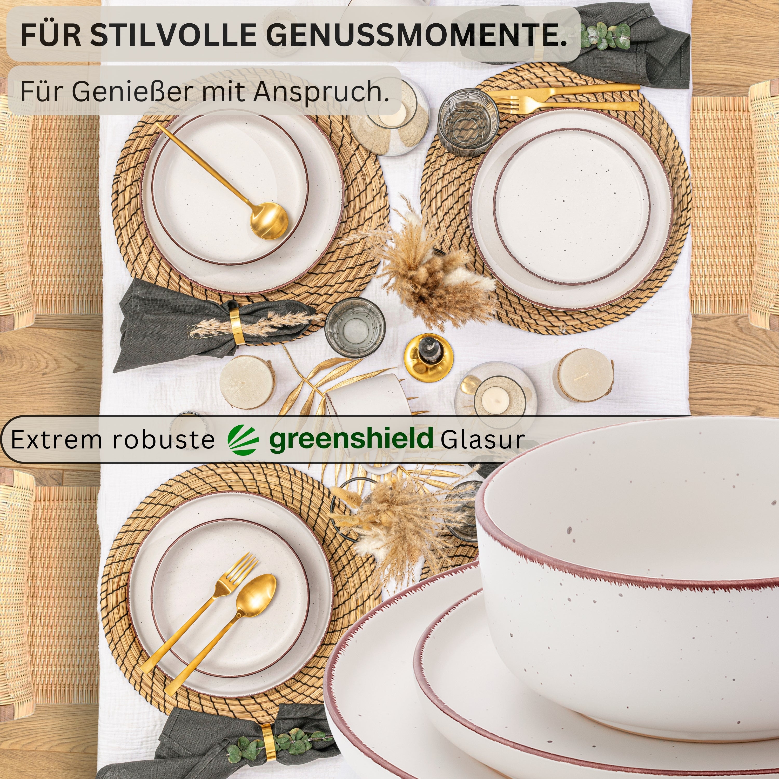 SÄNGER Steingut Geschirrset Bombay Ivory 16 teilig für 4 Personen
