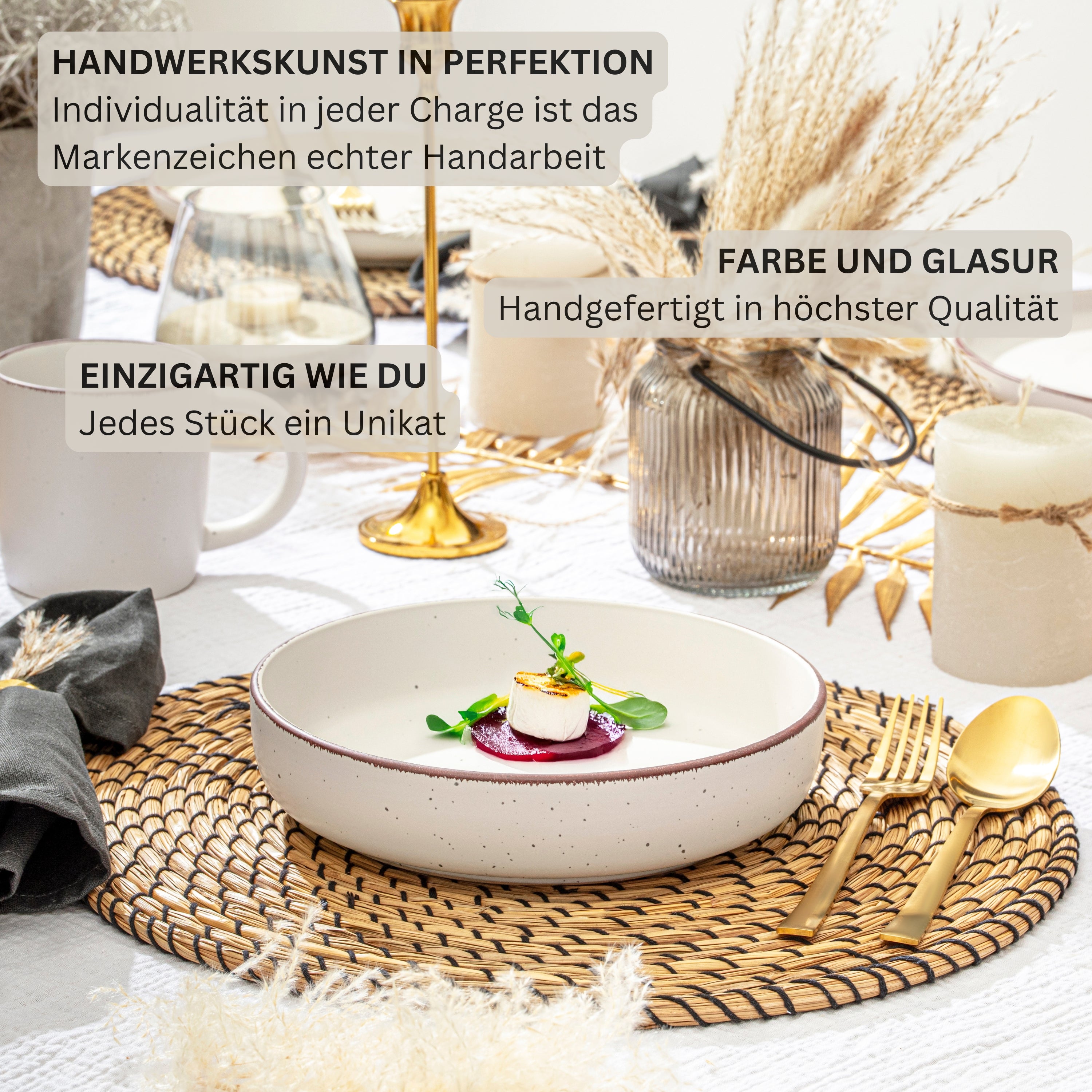 SÄNGER Steingut Geschirrset Bombay Ivory 16 teilig für 4 Personen
