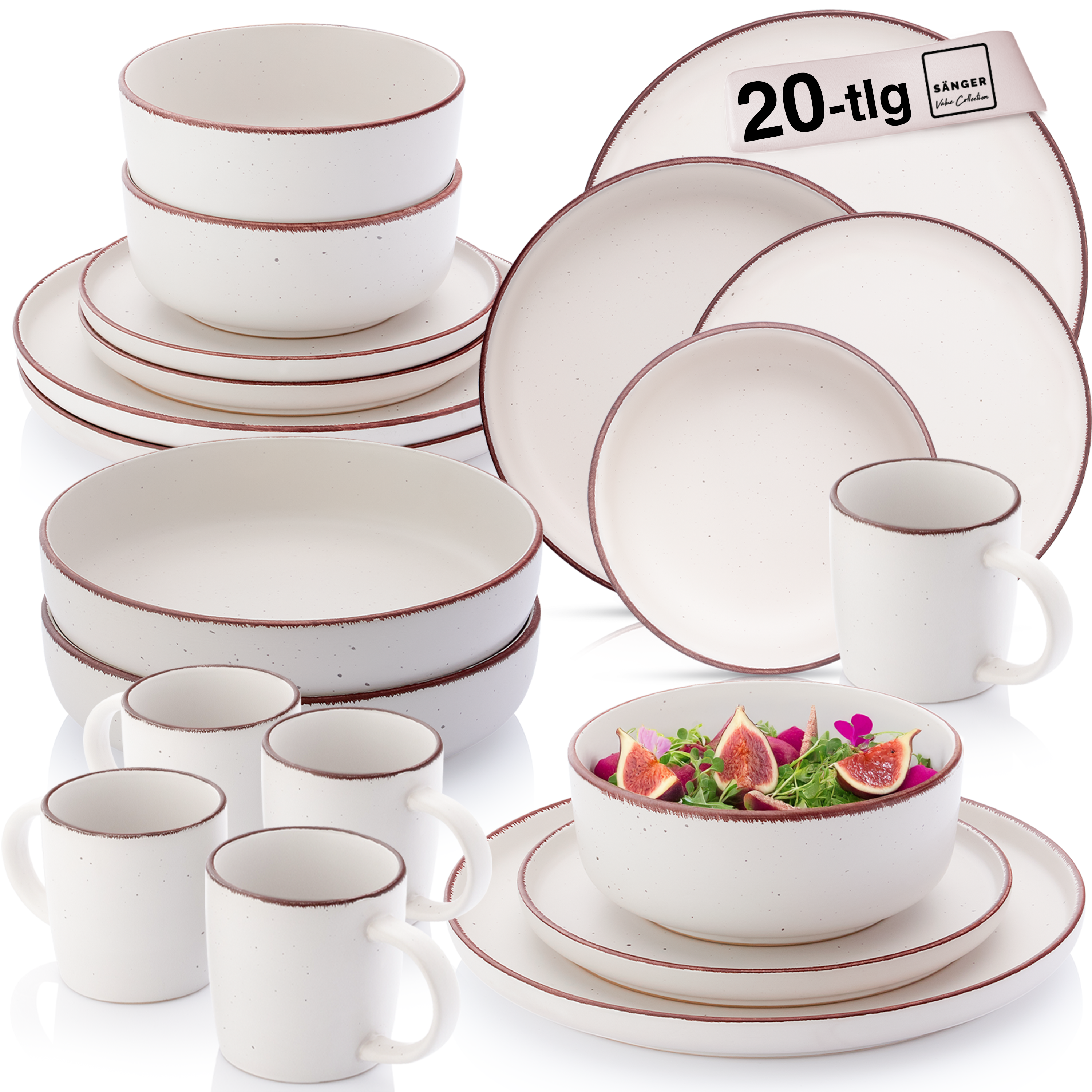 SÄNGER Steingut Geschirrset Bombay Ivory 20 teilig für 4 Personen