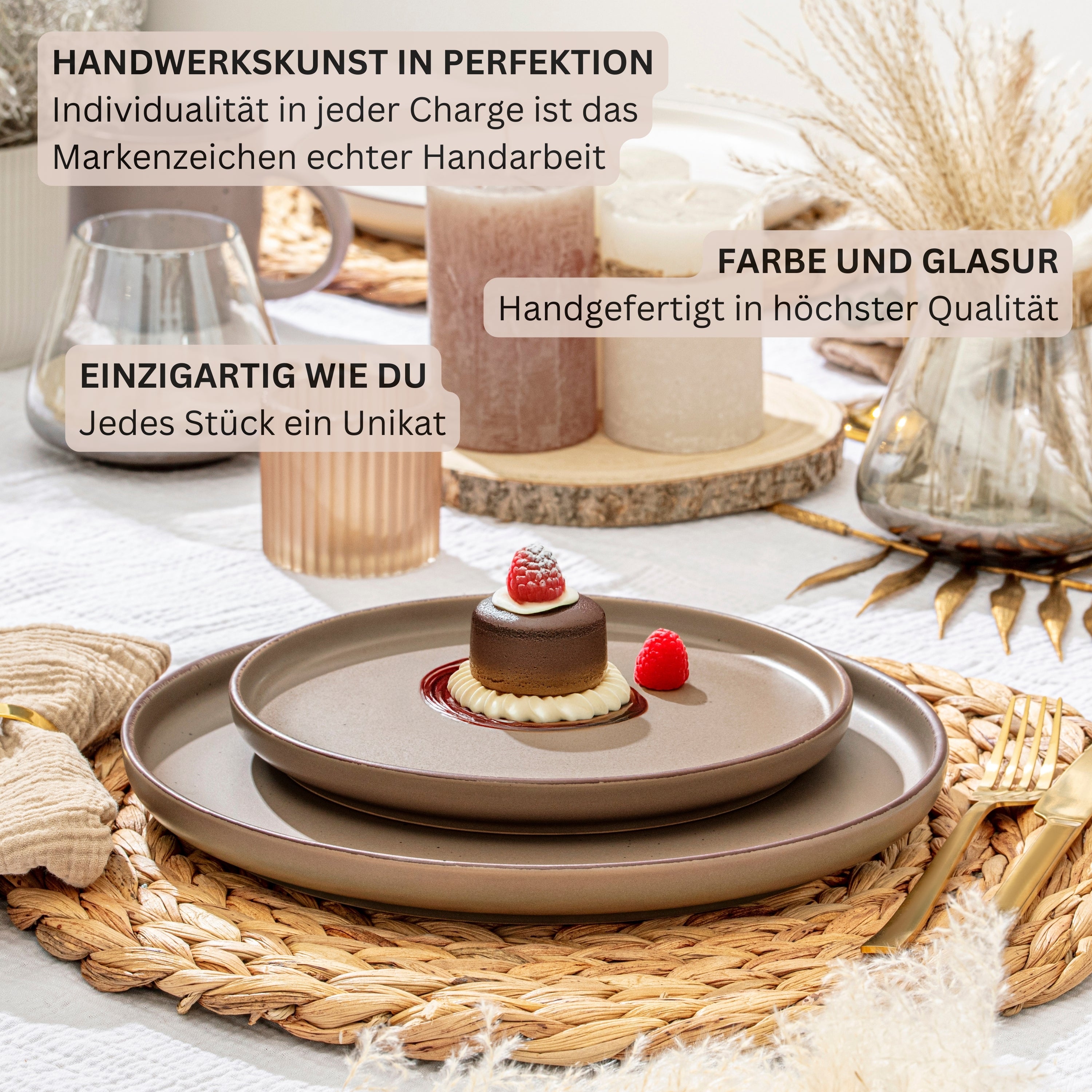 SÄNGER Steingut Geschirrset Bombay Oak 12 teilig für 4 Personen