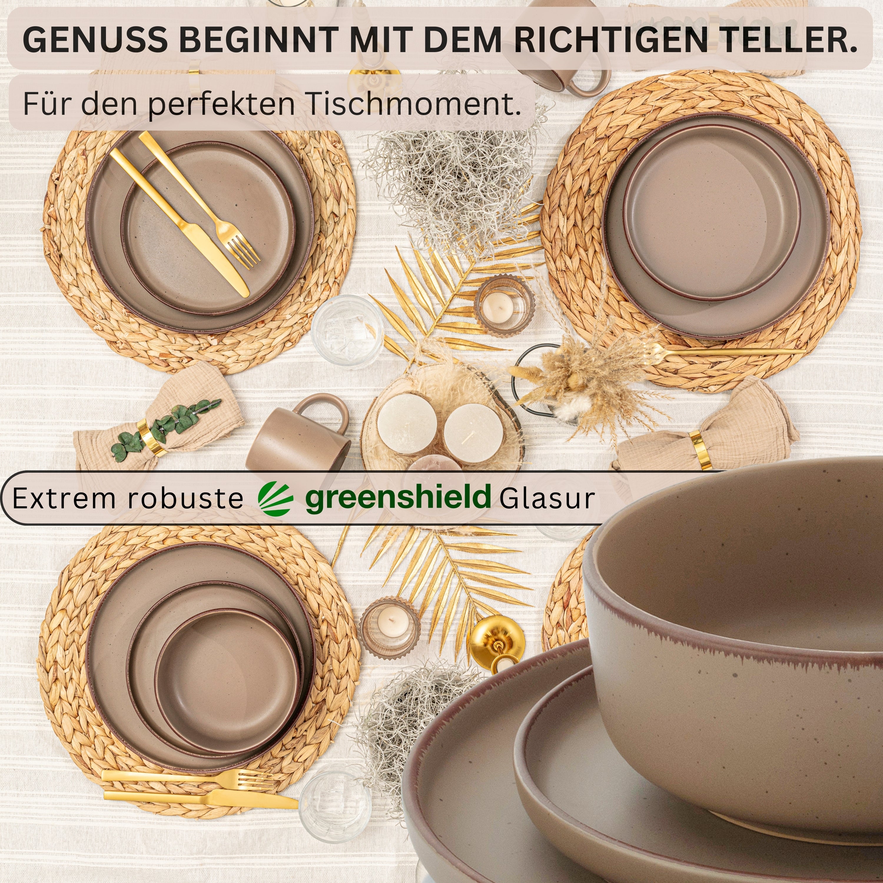 SÄNGER Steingut Geschirrset Bombay Oak 20 teilig für 4 Personen