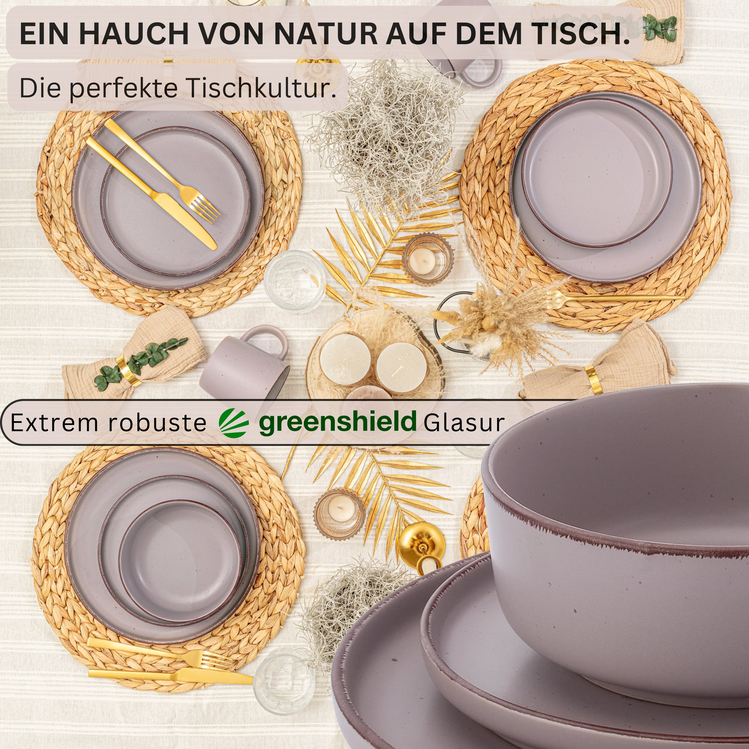 SÄNGER Steingut Geschirrset Bombay Basalt 20 teilig für 4 Personen