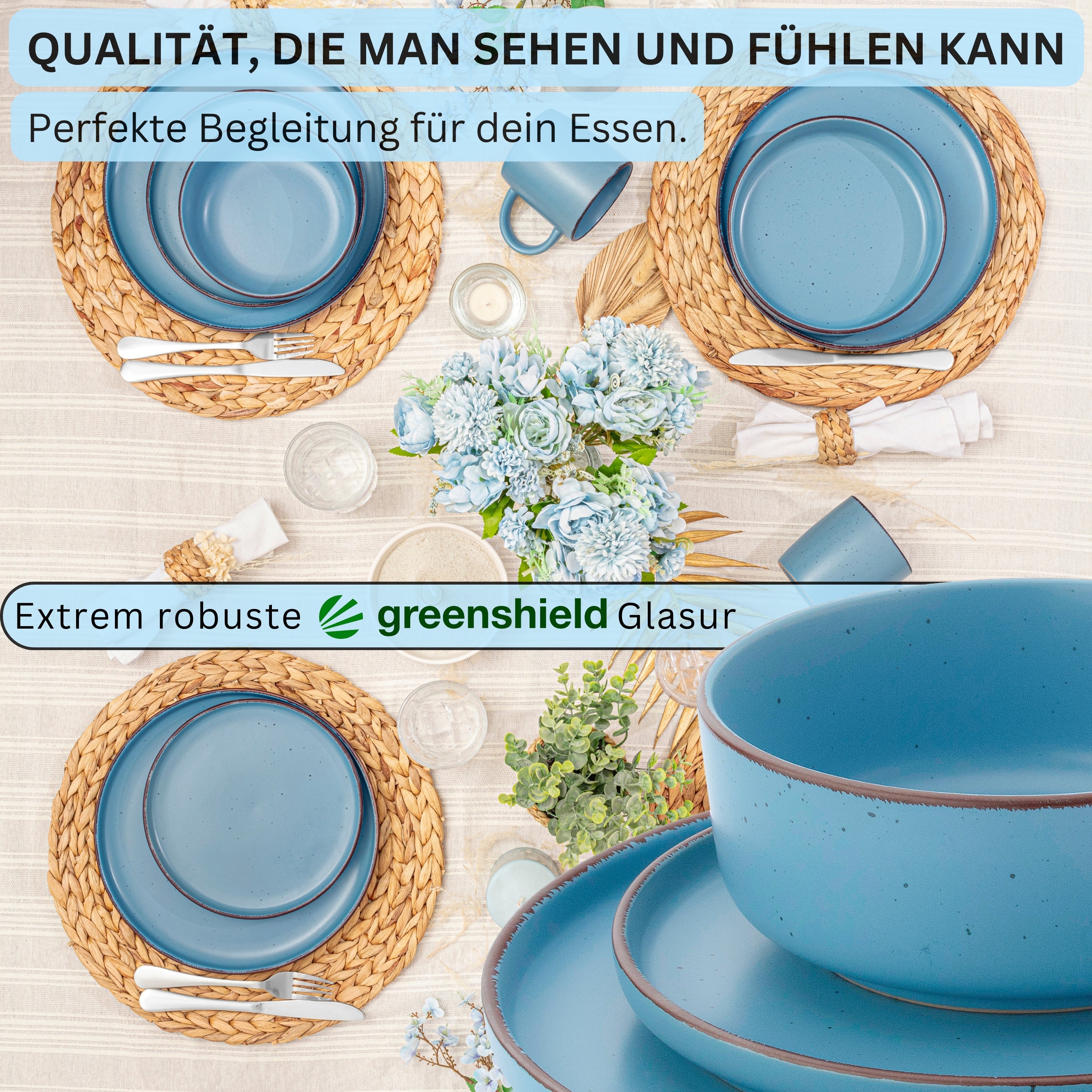 SÄNGER Steingut Geschirrset Bombay Saphir 20 teilig für 4 Personen