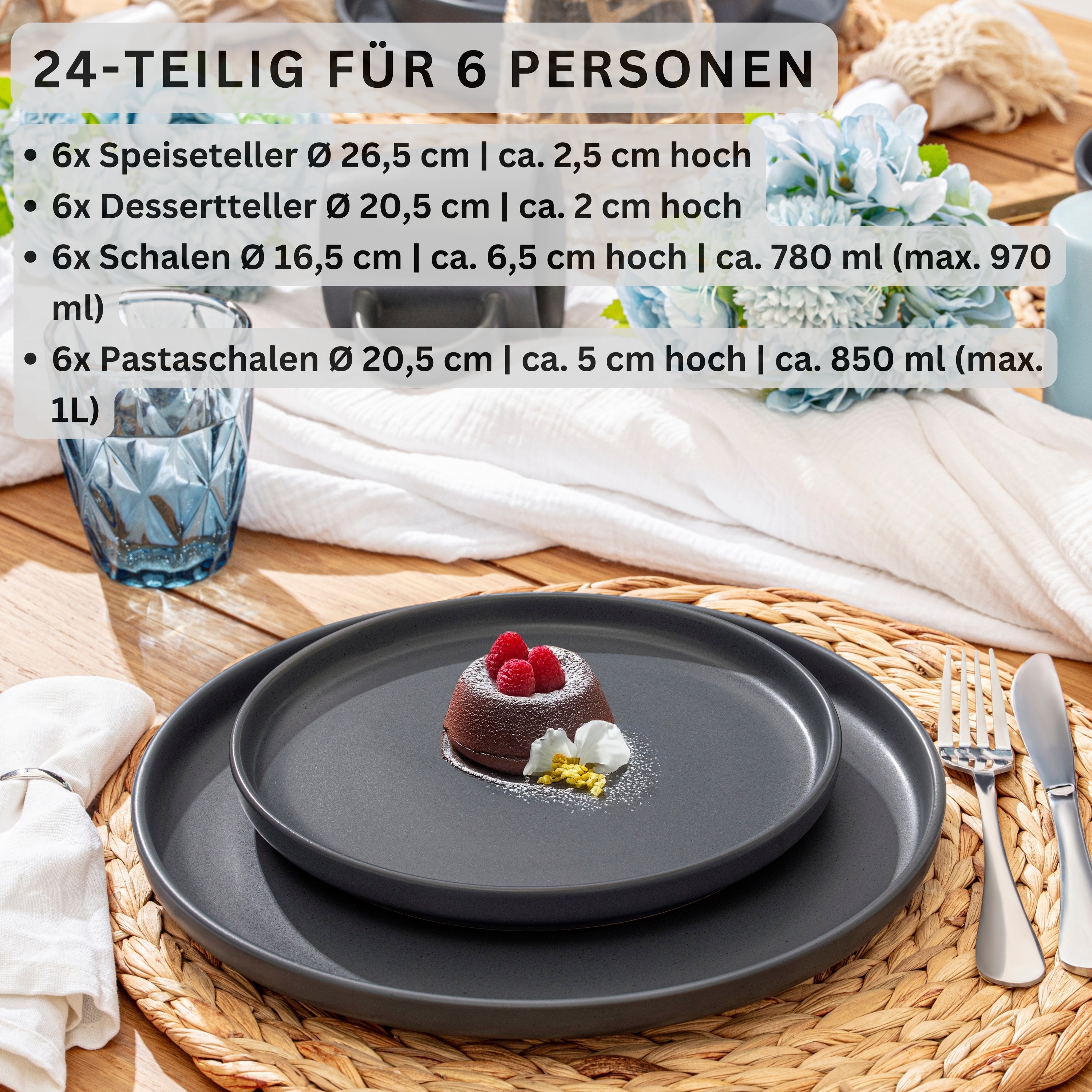 SÄNGER Steingut Geschirrset Leeds Nightsky 24 teilig für 6 Personen