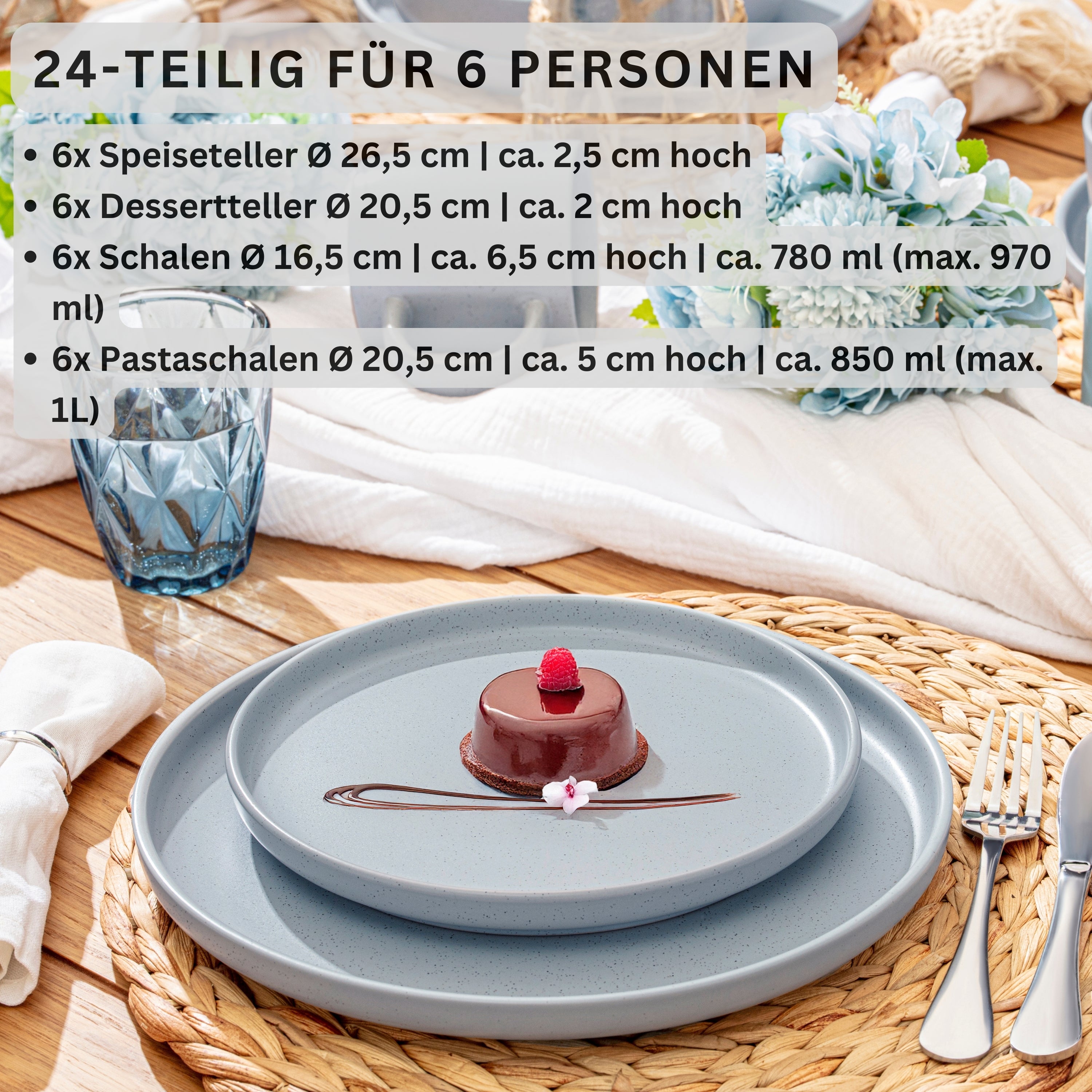 SÄNGER Steingut Geschirrset Leeds Sterling 24 teilig für 6 Personen