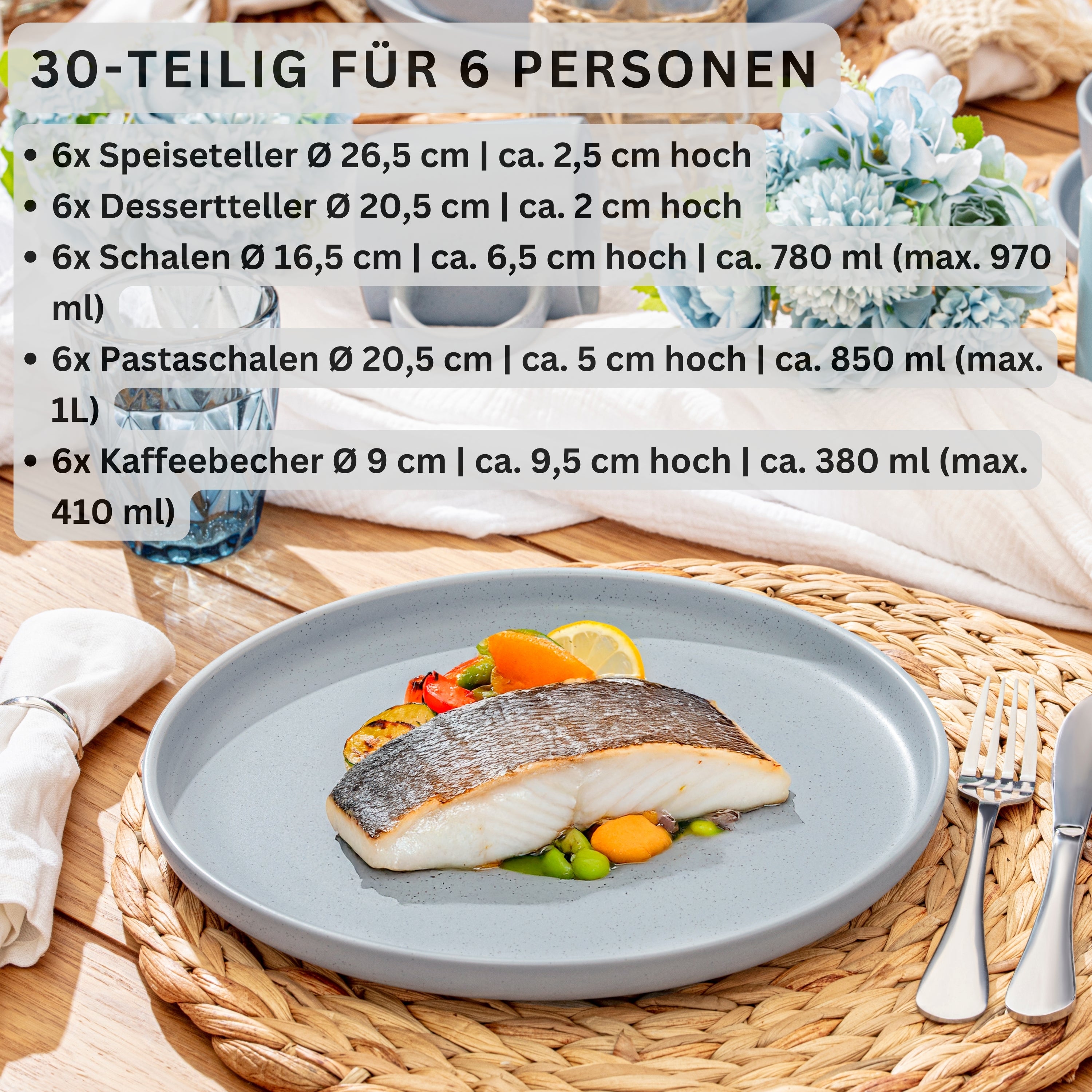 SÄNGER Steingut Geschirrset Leeds Sterling 30 teilig für 6 Personen