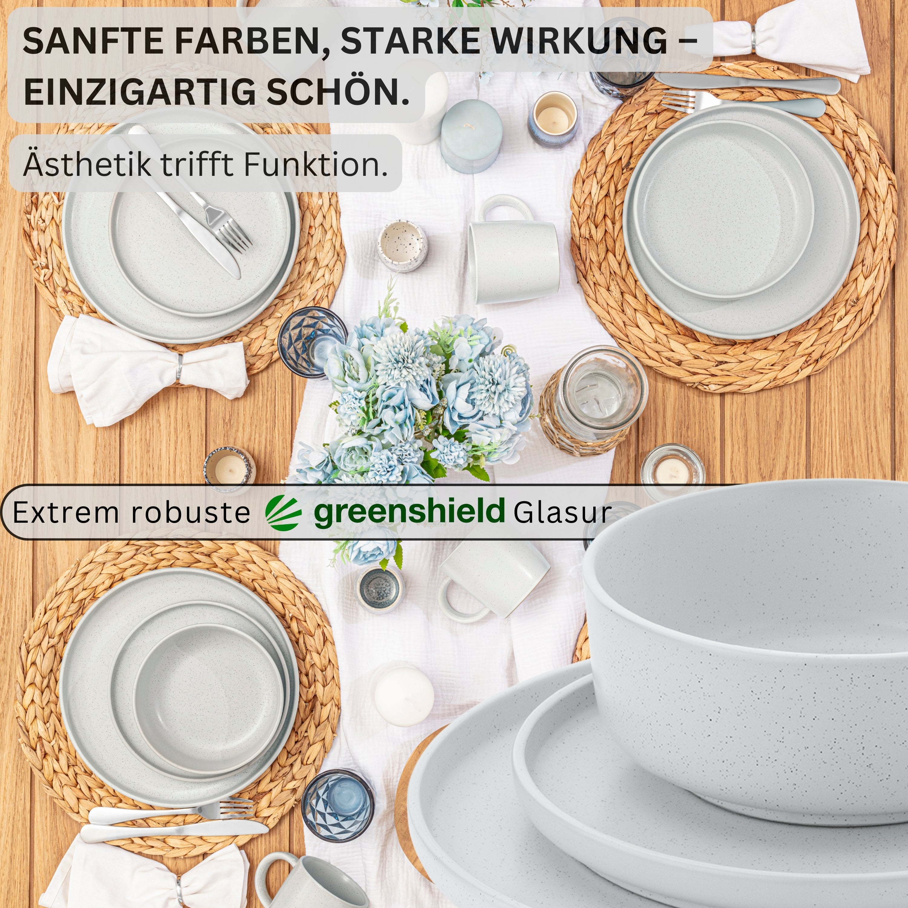 SÄNGER Steingut Geschirrset Leeds Frost 18 teilig für 6 Personen