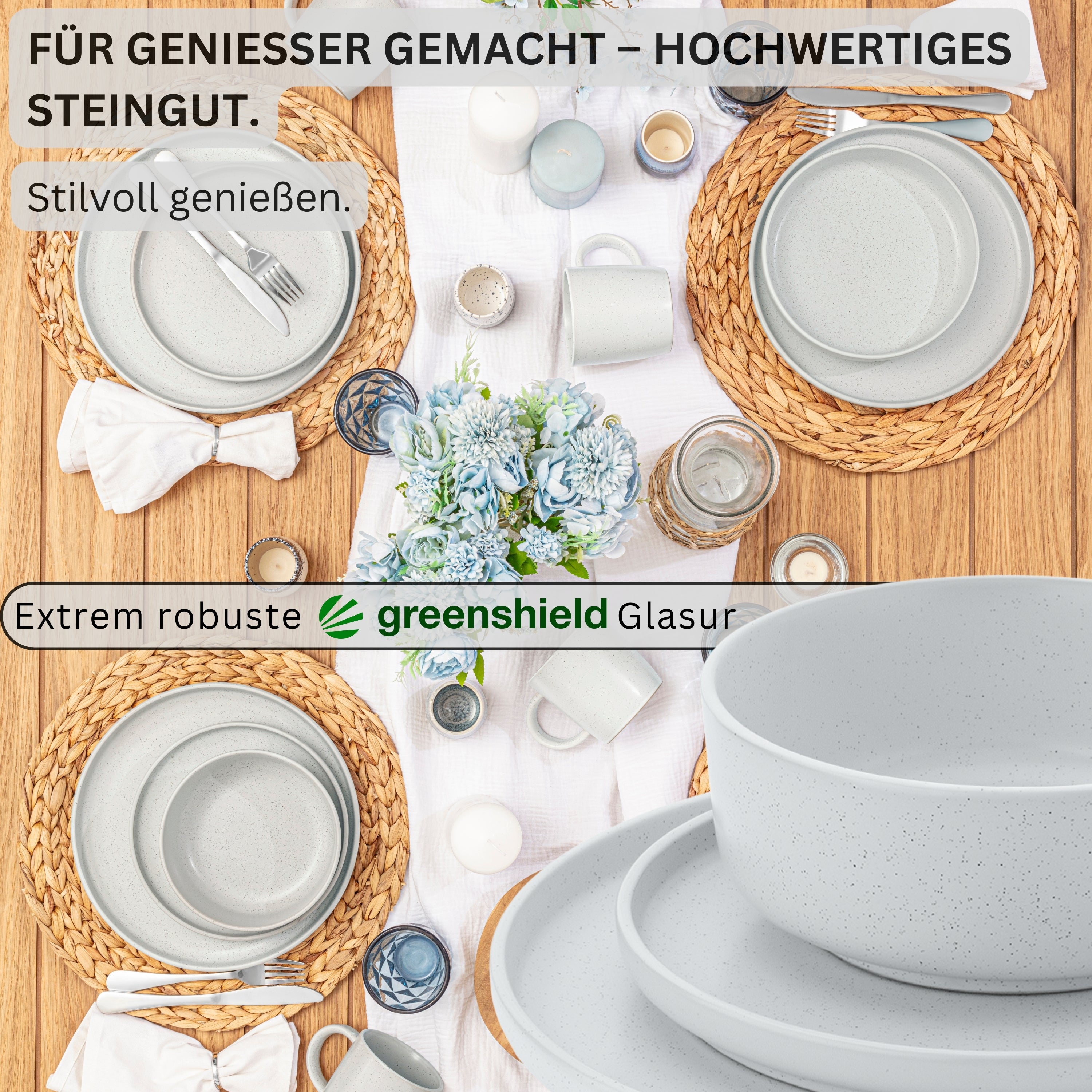 SÄNGER Steingut Geschirrset Leeds Frost 30 teilig für 6 Personen
