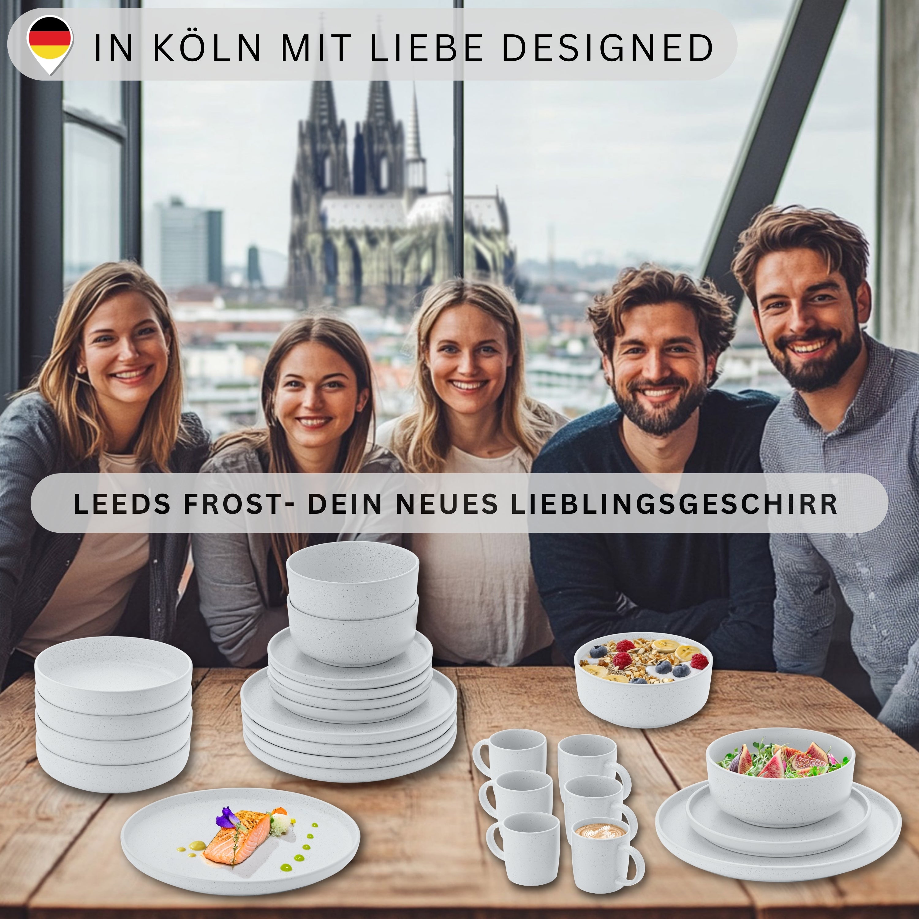SÄNGER Steingut Geschirrset Leeds Frost 30 teilig für 6 Personen