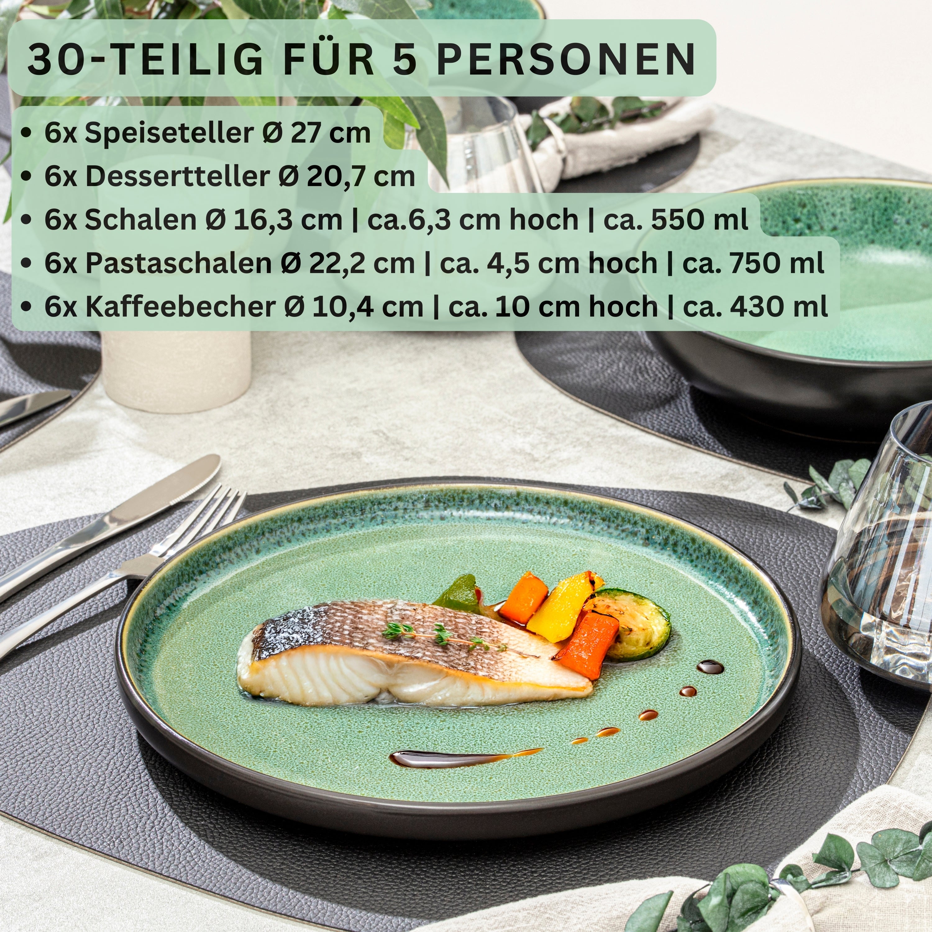 SÄNGER Steingut Geschirrset Greenwich 30 teilig für 6 Personen