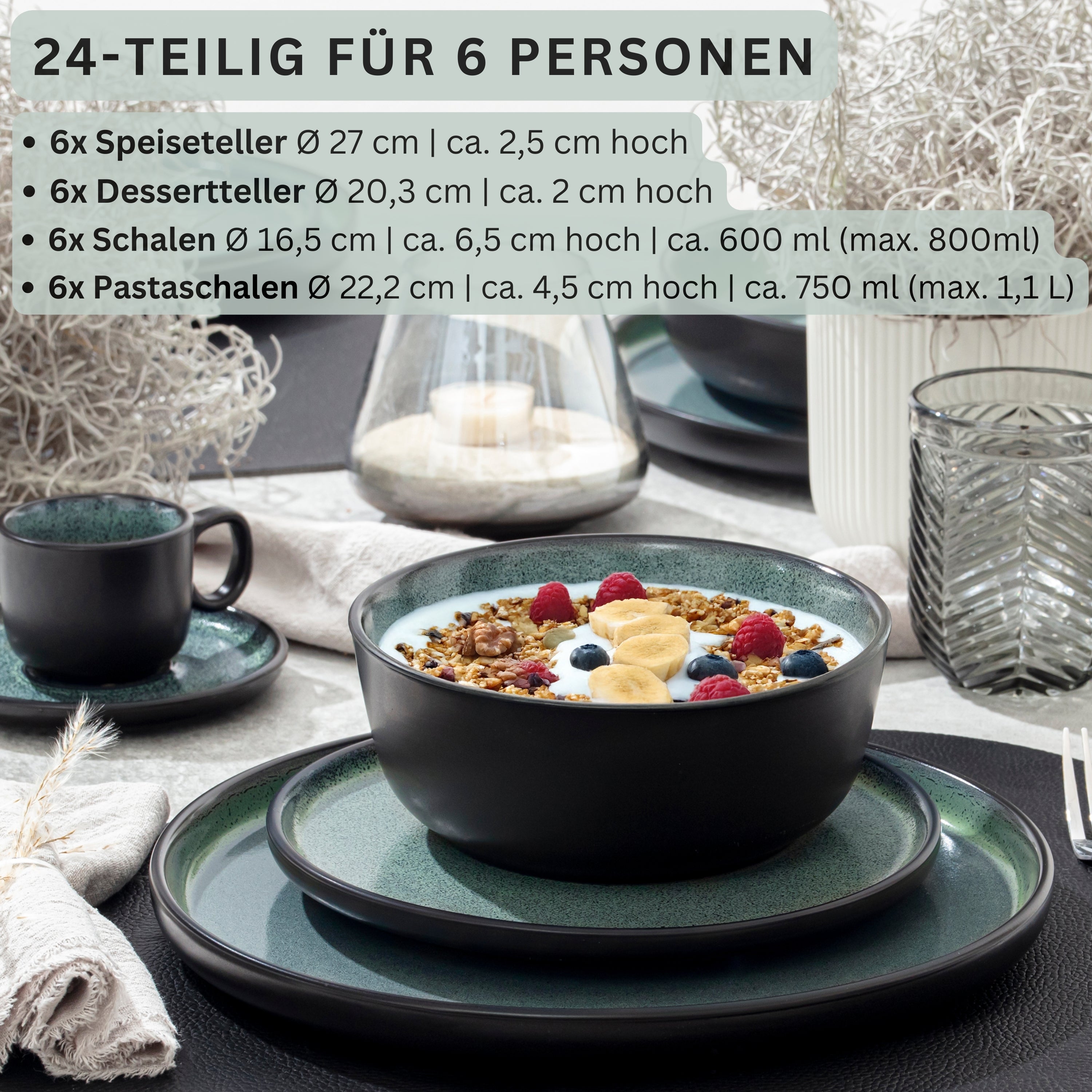 SÄNGER Steingut Geschirrset Malmö 24-teilig für 6 Personen