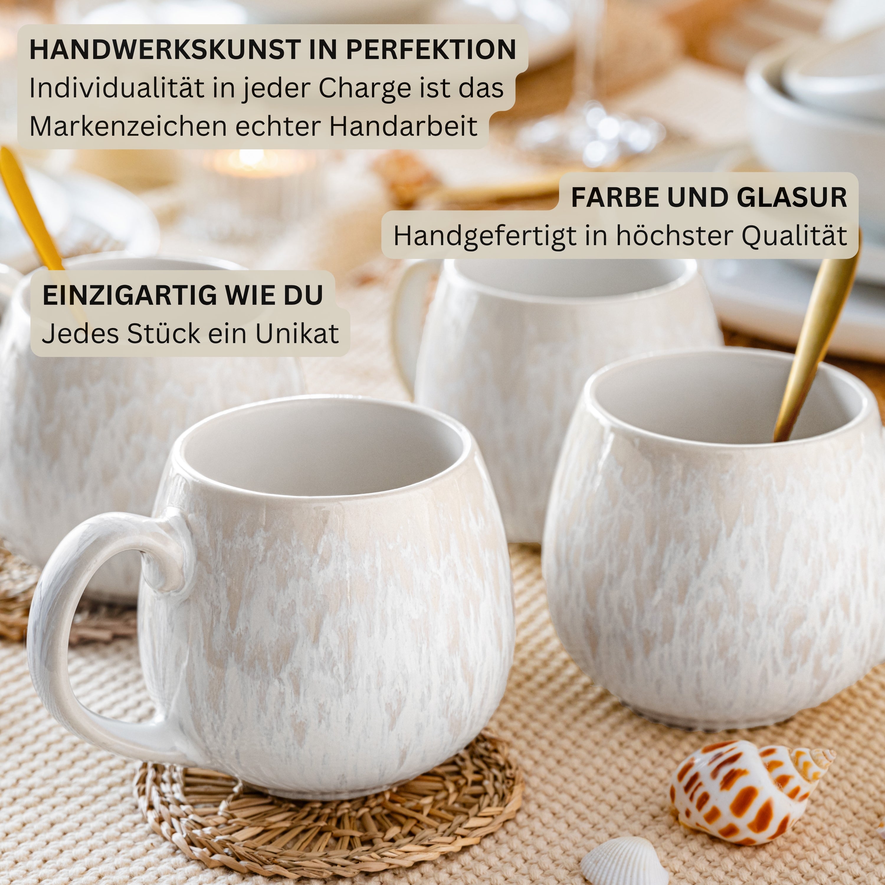 SÄNGER Steingut Geschirrset Korfu, Kombiservice 16 teilig für 4 Personen
