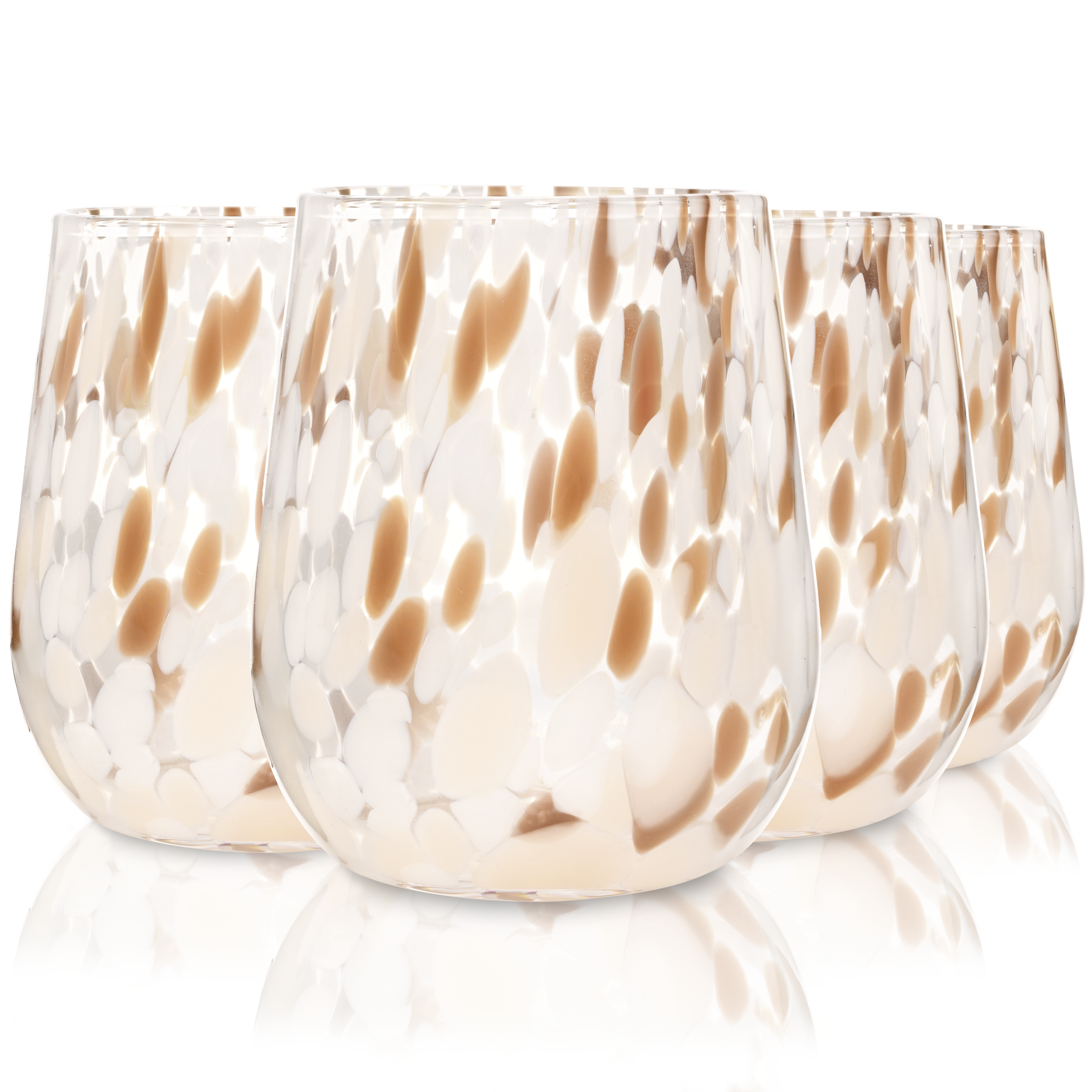 SÄNGER Trinkgläser Set Curacao 4 teilig - weiß/beige/braun