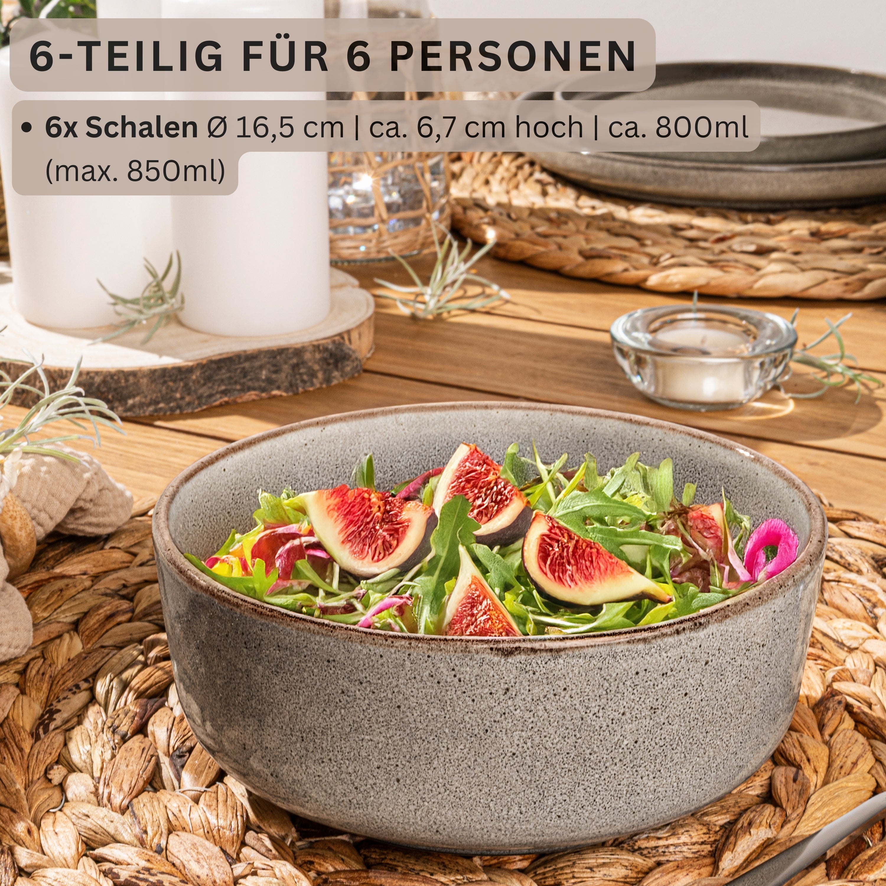 SÄNGER Schalen Set Kairo Graphit - 6 teilig aus Steingut