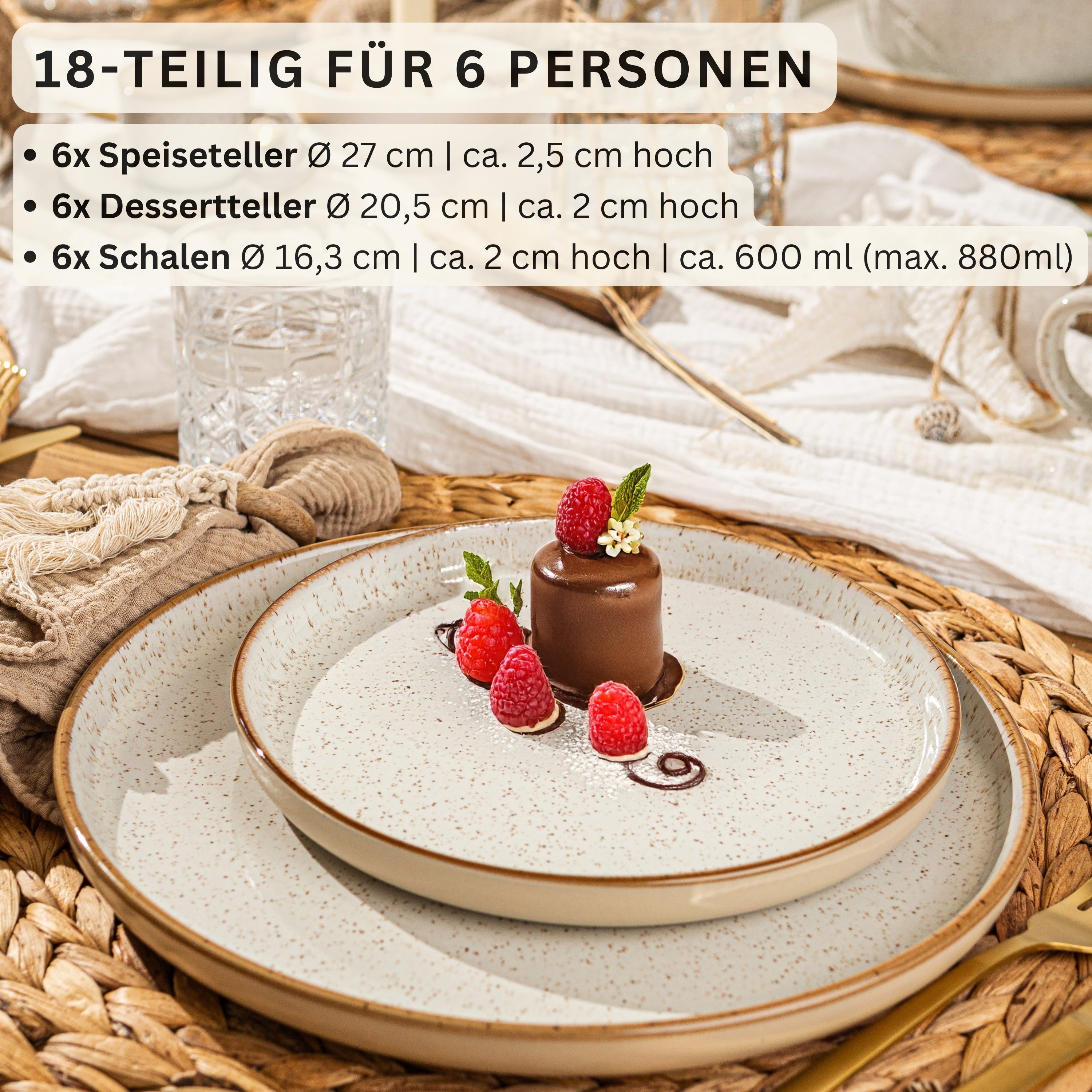 SÄNGER Tafelservice Rio Creme - 18 teilig aus Steingut