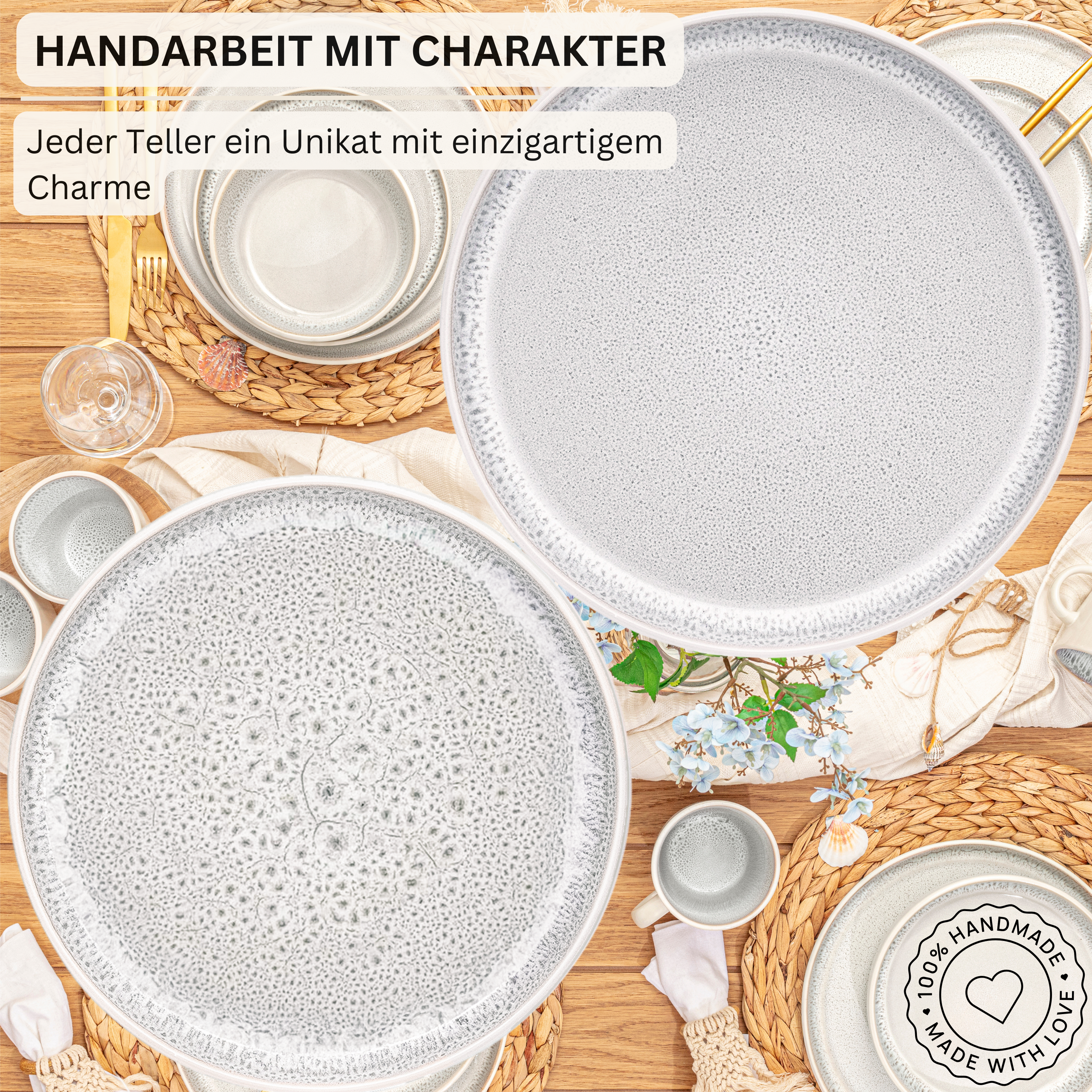 SÄNGER Steingut Geschirrset Kreta 18 teilig für 6 Personen