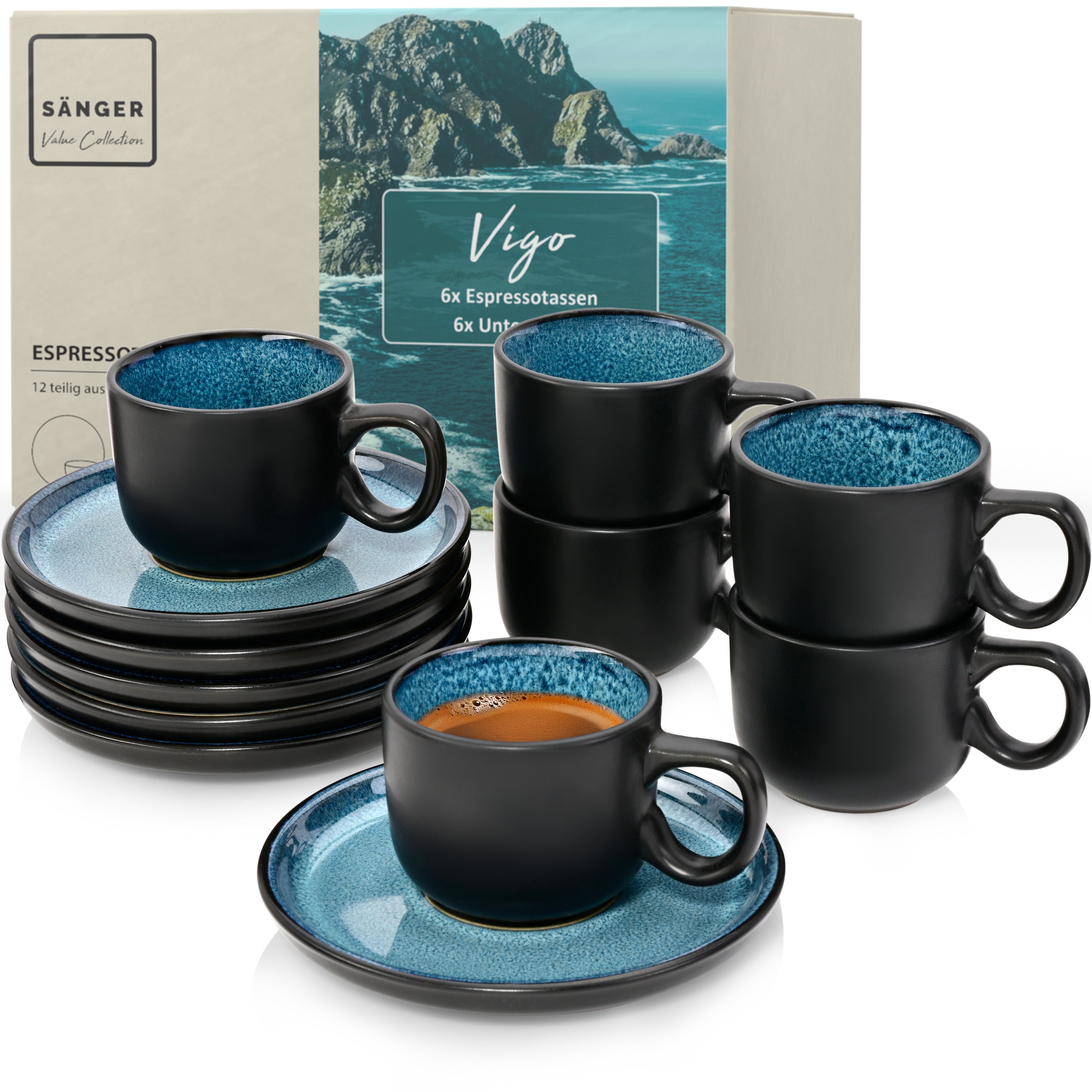 SÄNGER Espressotassen Set Vigo 12 teilig für 6 Personen