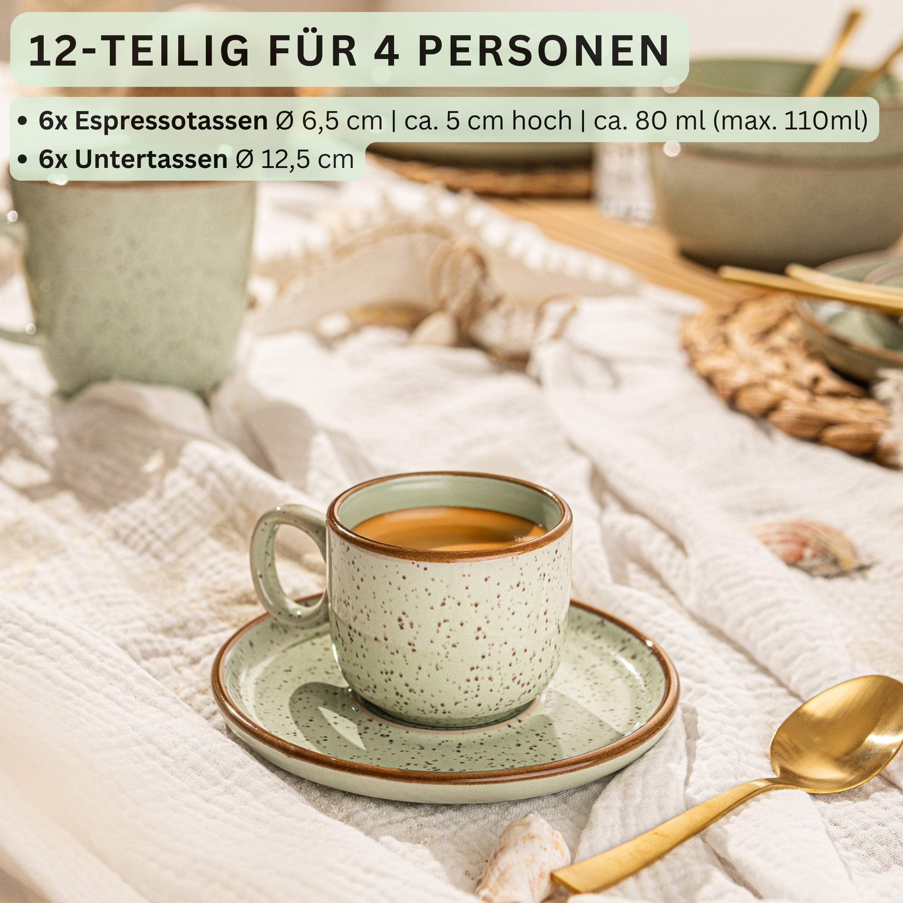 SÄNGER Espressotassen Set Rio Minze 12 teilig für 6 personen