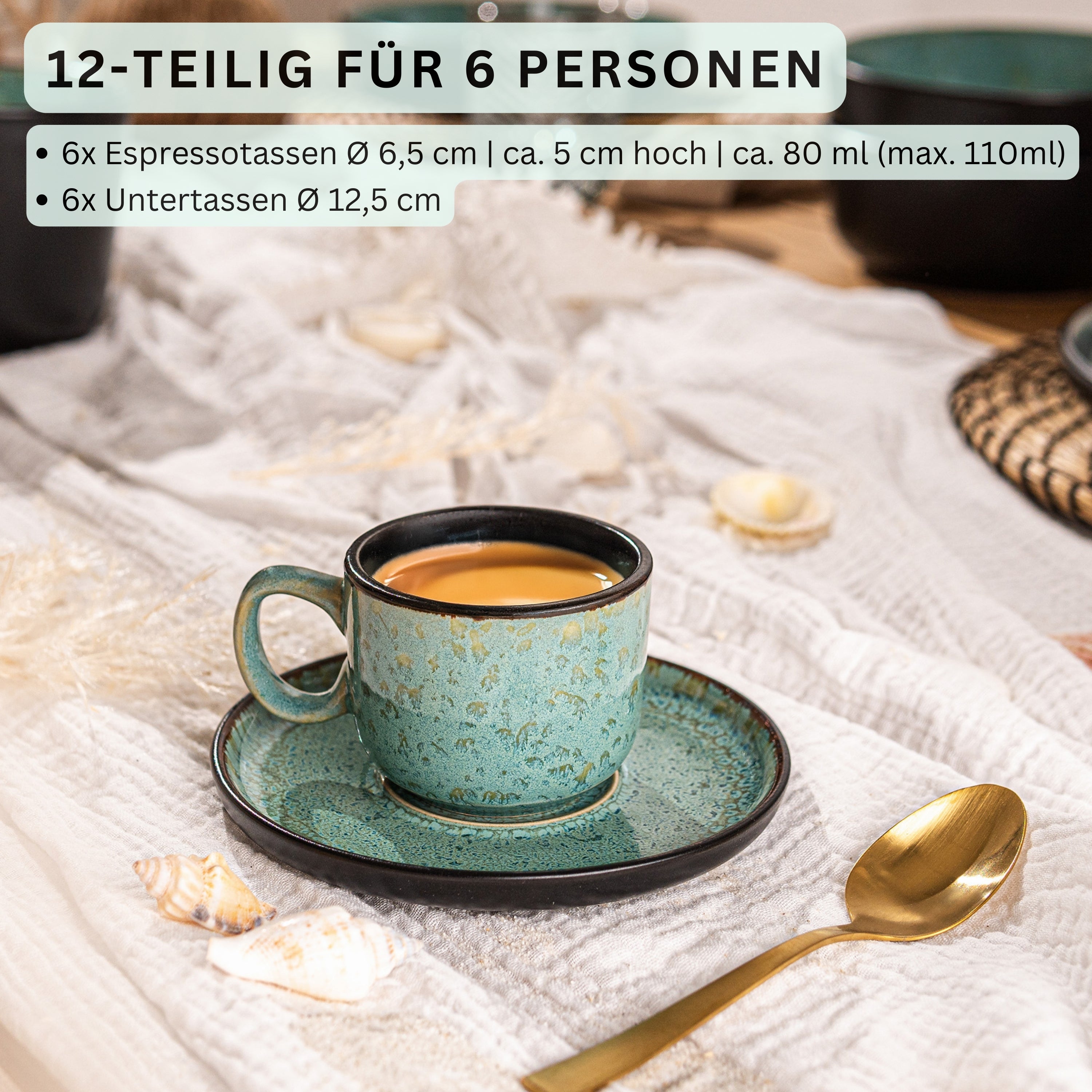SÄNGER Espressotassen Set Fiji 12 teilig für 6 Personen