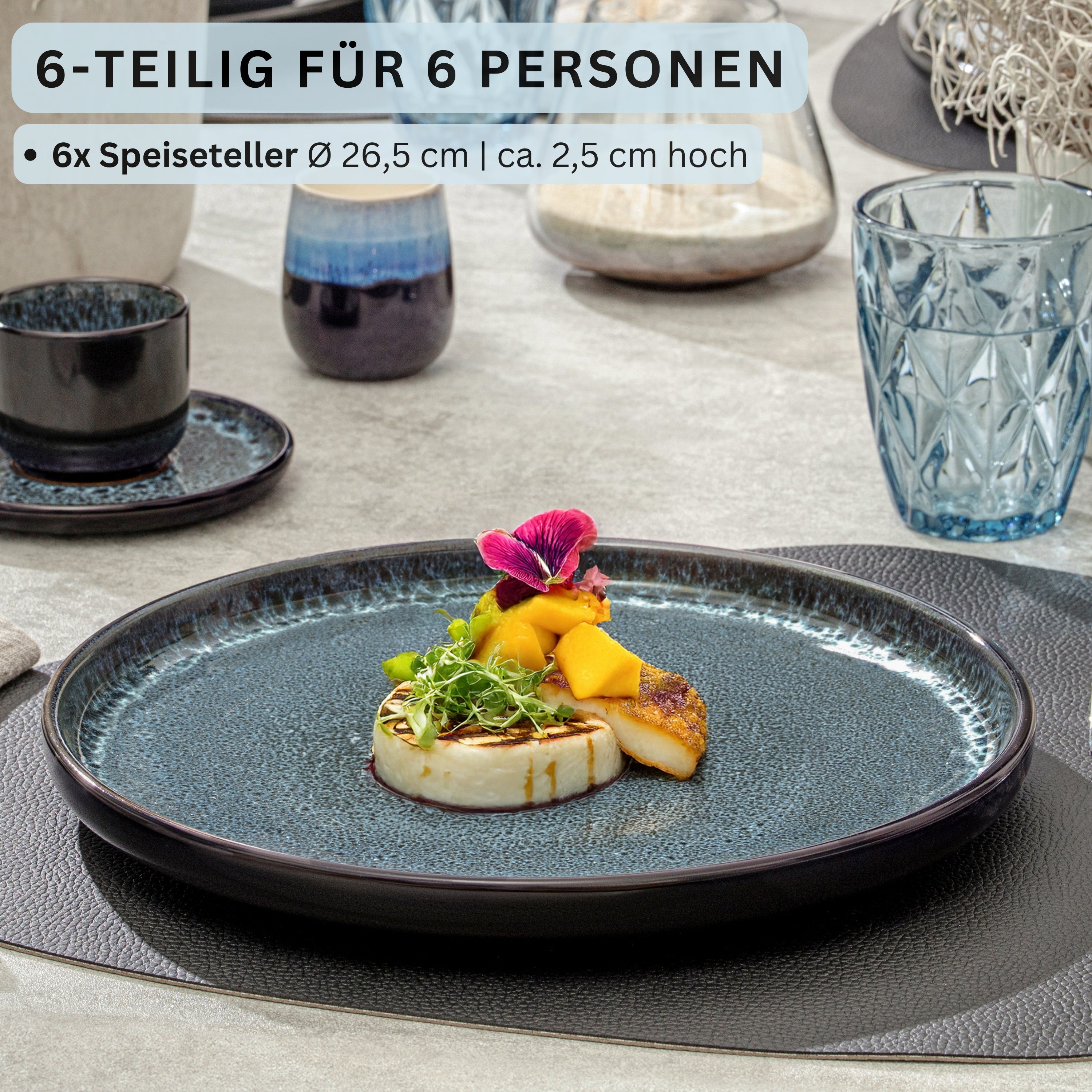 SÄNGER Speiseteller Set Manila - 6 teilig aus Steingut