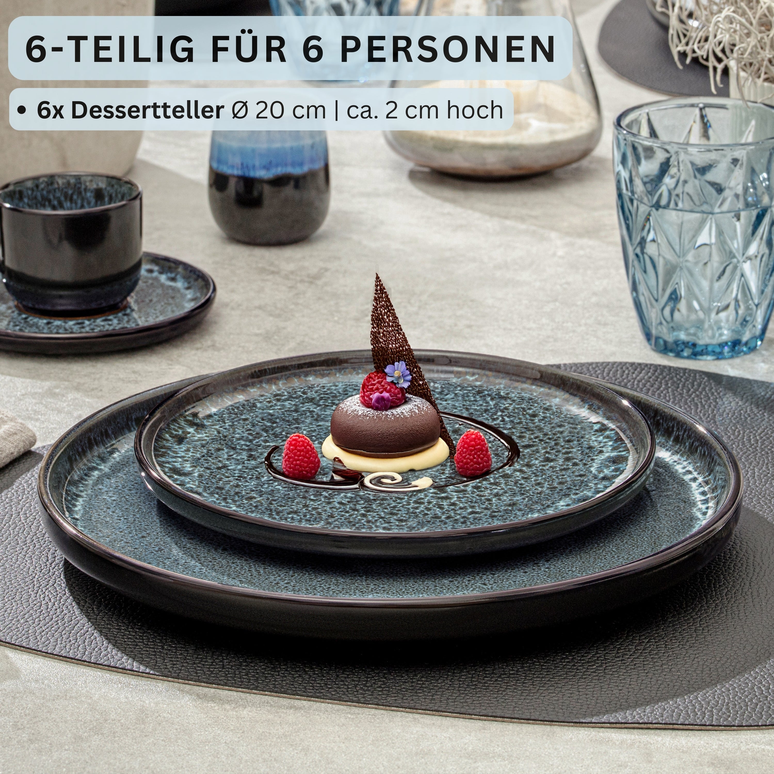 SÄNGER Dessertteller Set Manila - 6 teilig aus Steingut