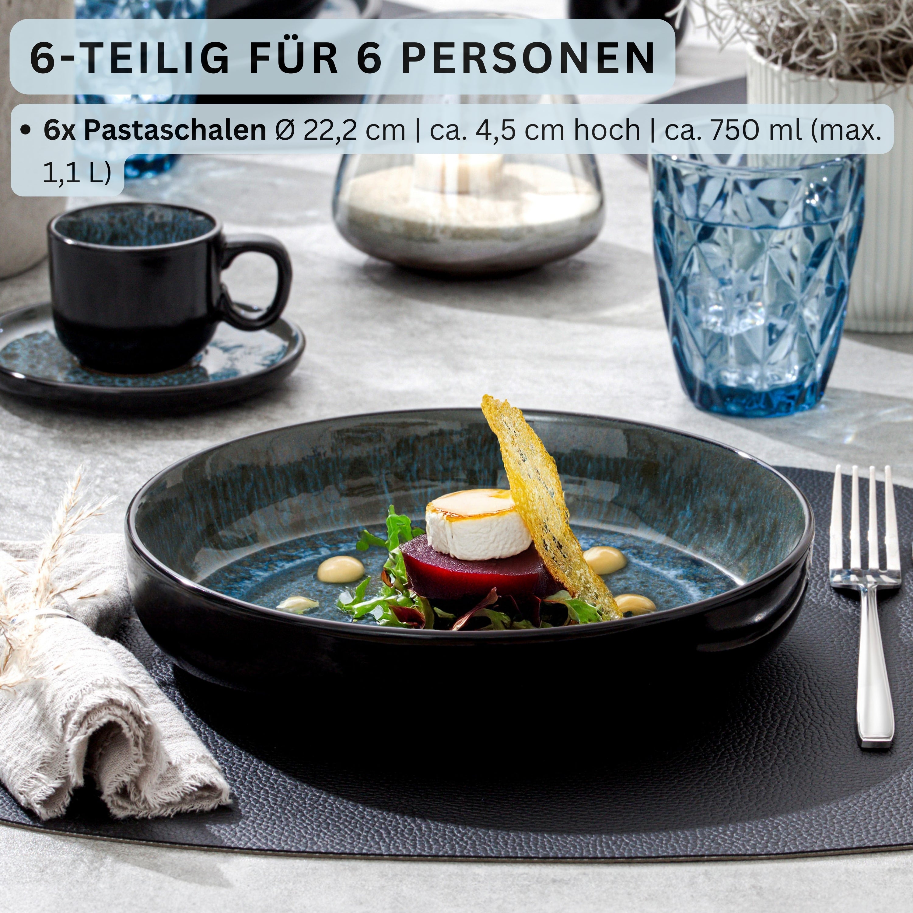 SÄNGER Pastaschalen Set Manila - 6 teilig aus Steingut