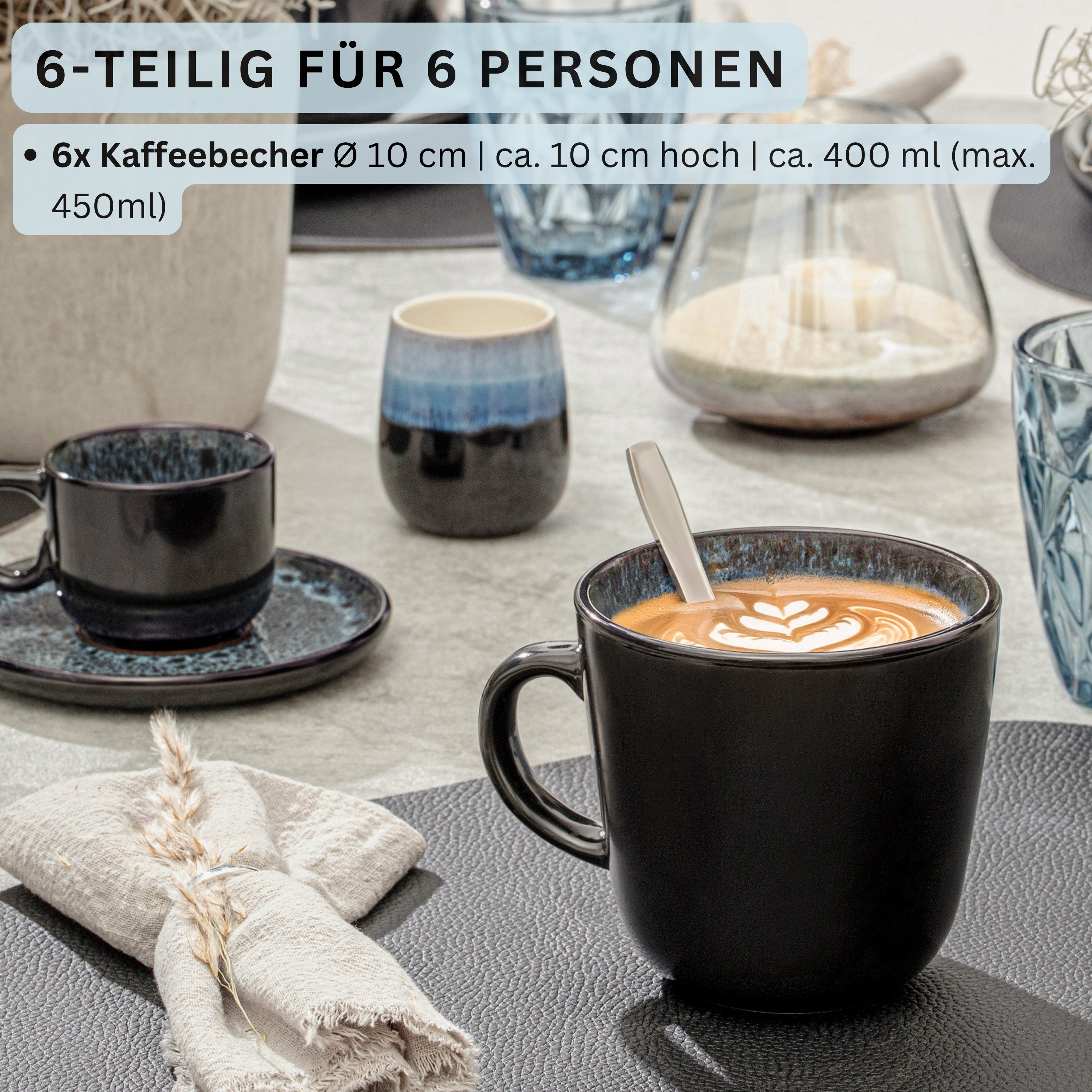 SÄNGER Kaffeebecher Set Manila - 6 teilig aus Steingut
