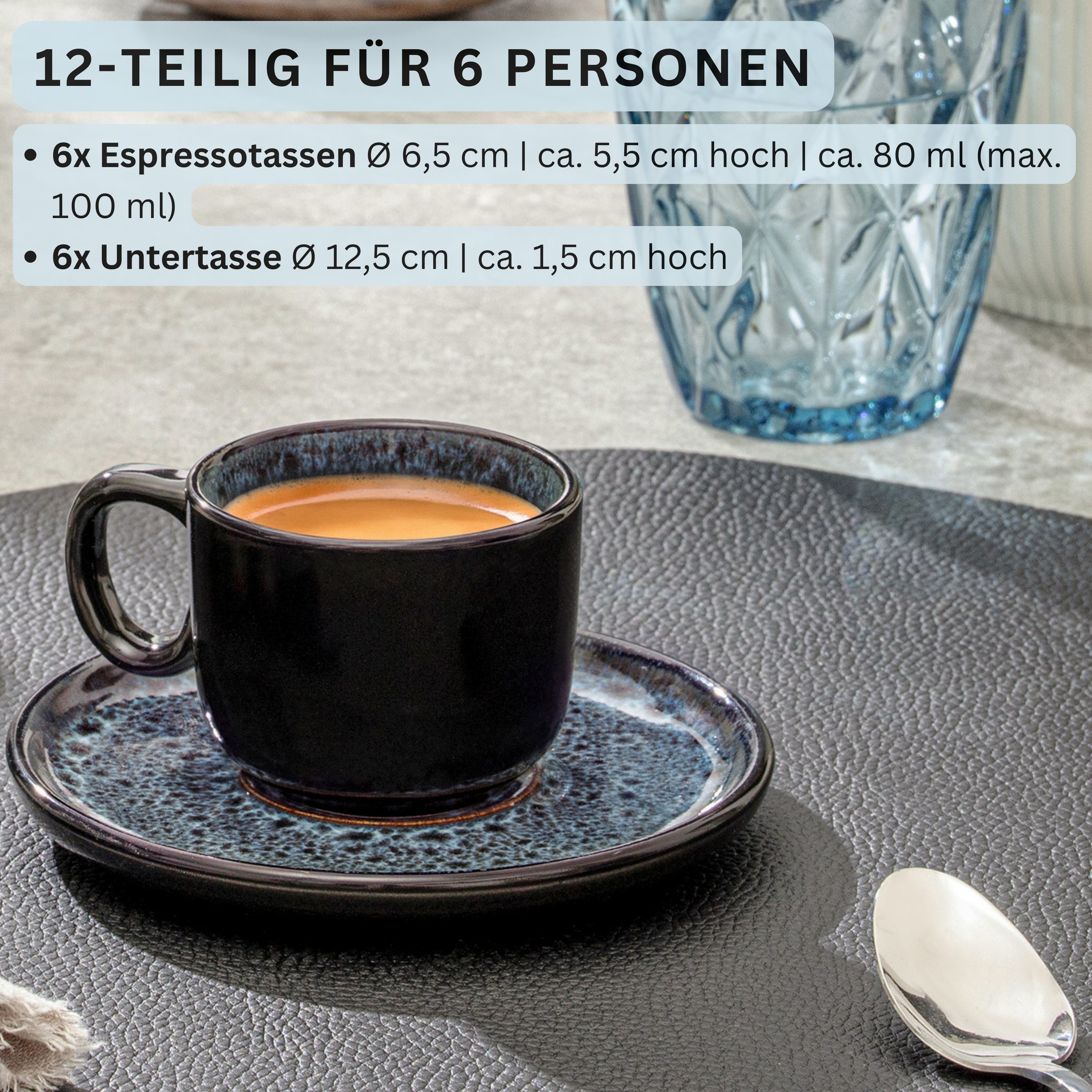 SÄNGER Espressotassen Set Manila - 12 teilig aus Steingut