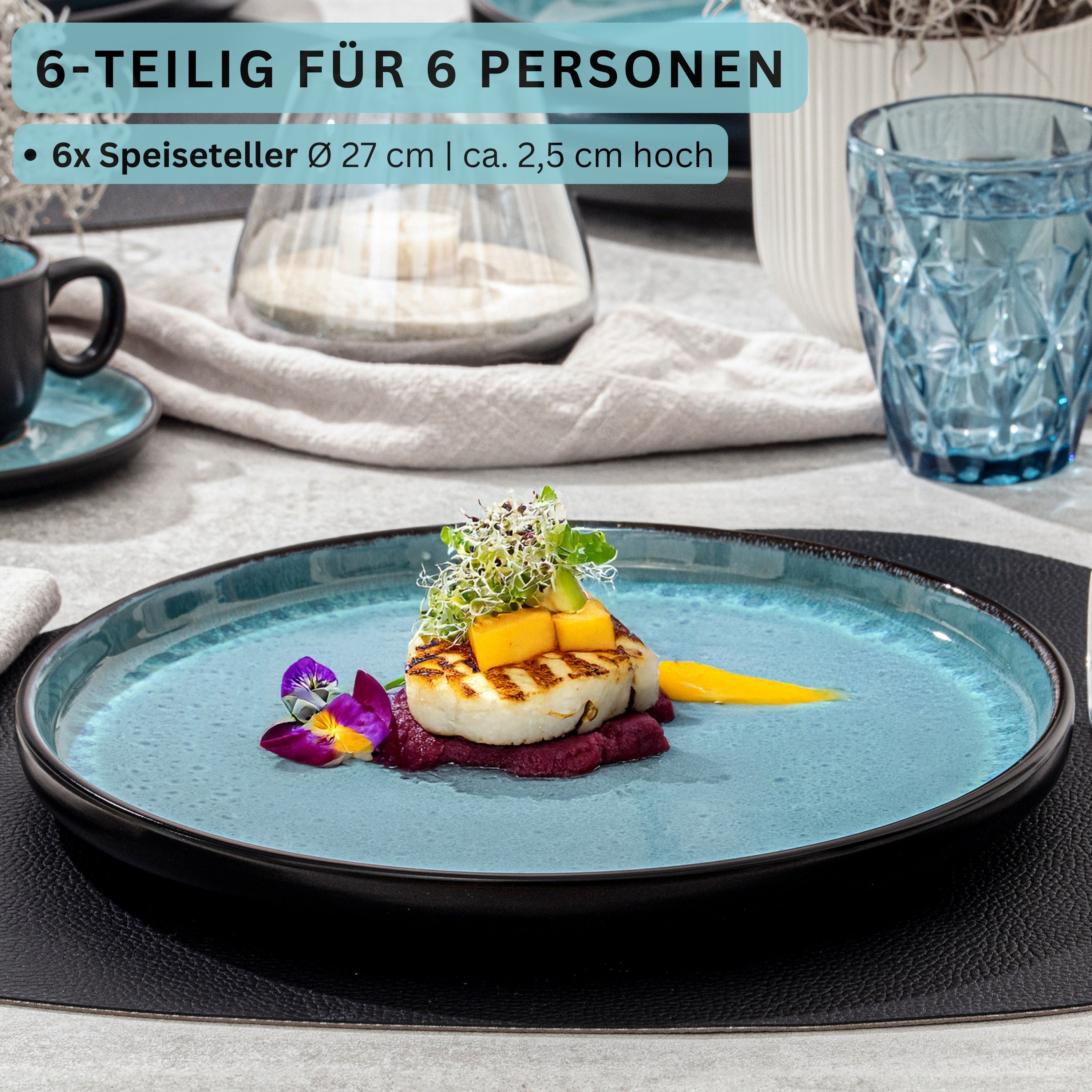 SÄNGER Speiseteller Set Granada - 6 teilig aus Steingut