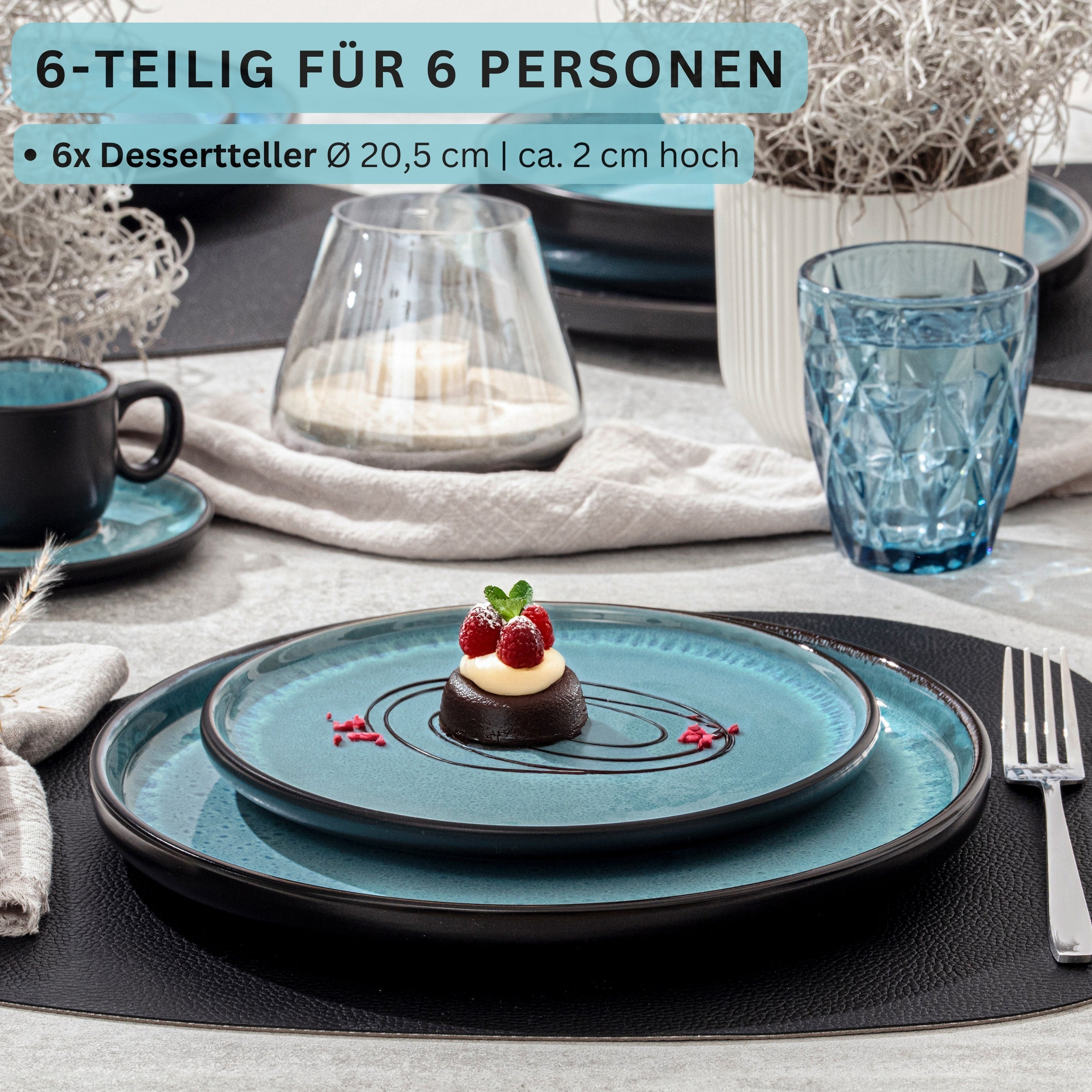 SÄNGER Dessertteller Set Granada - 6 teilig aus Steingut