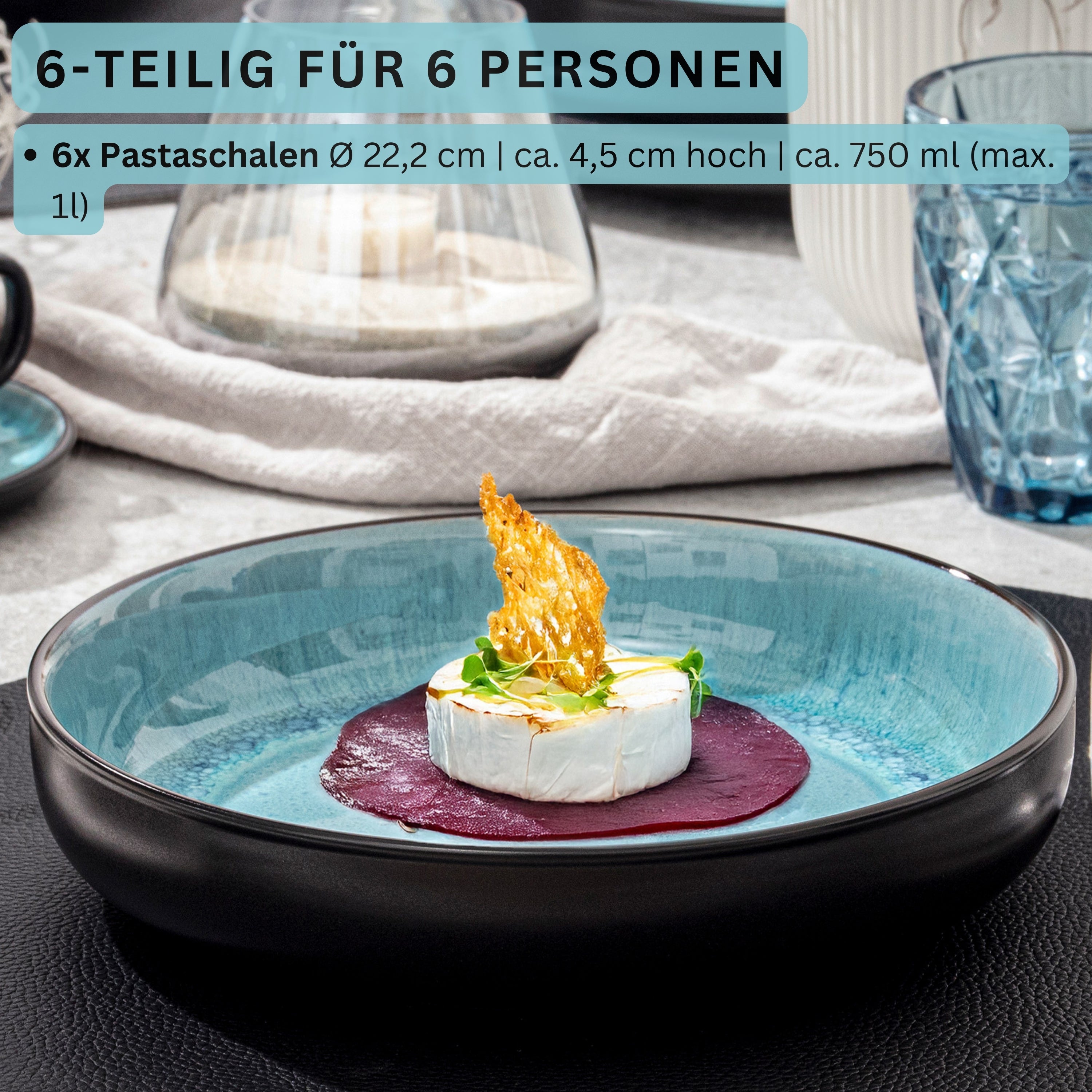 SÄNGER Pastaschalen Set Granada - 6 teilig aus Steingut