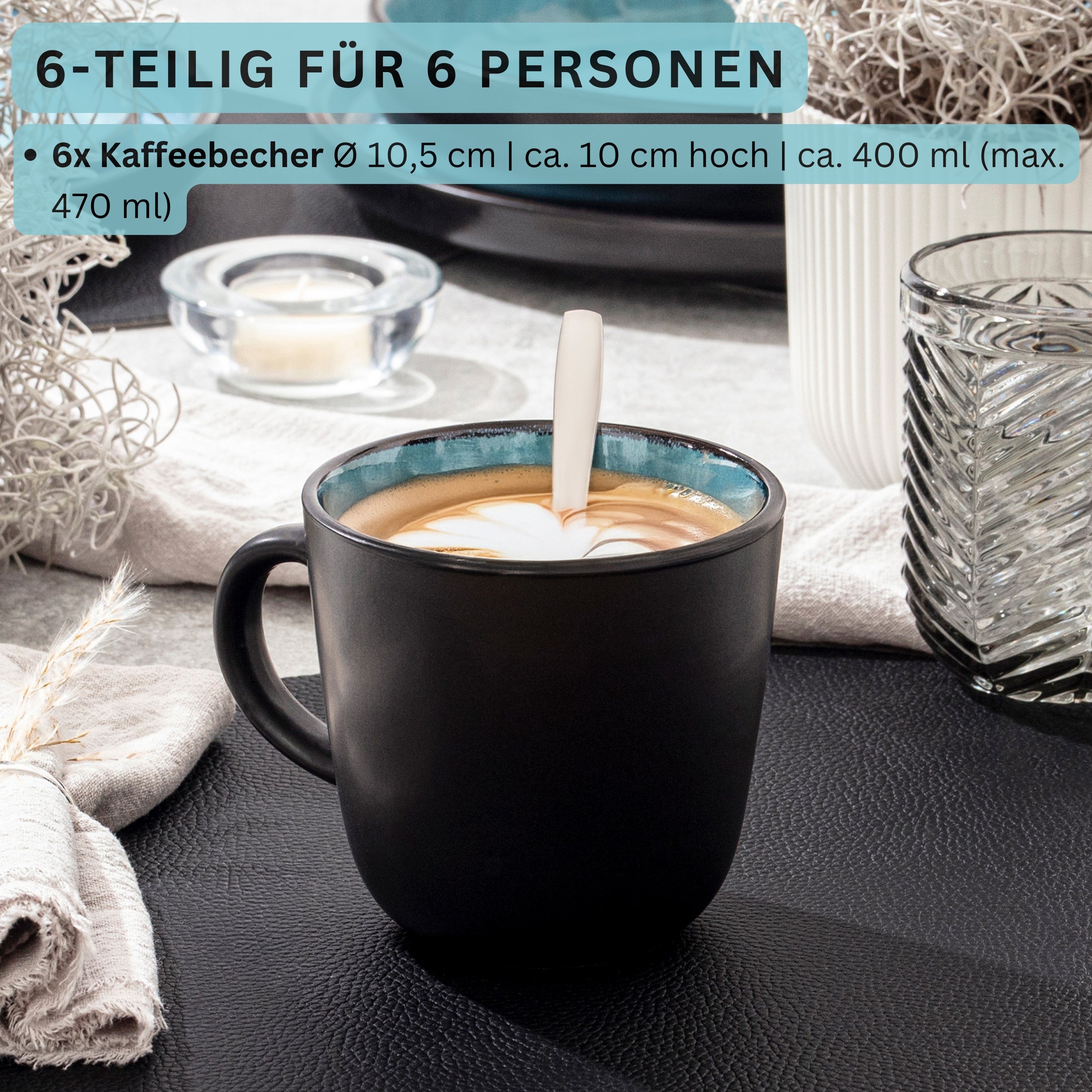 SÄNGER Kaffeebecher Set Granada - 6 teilig aus Steingut