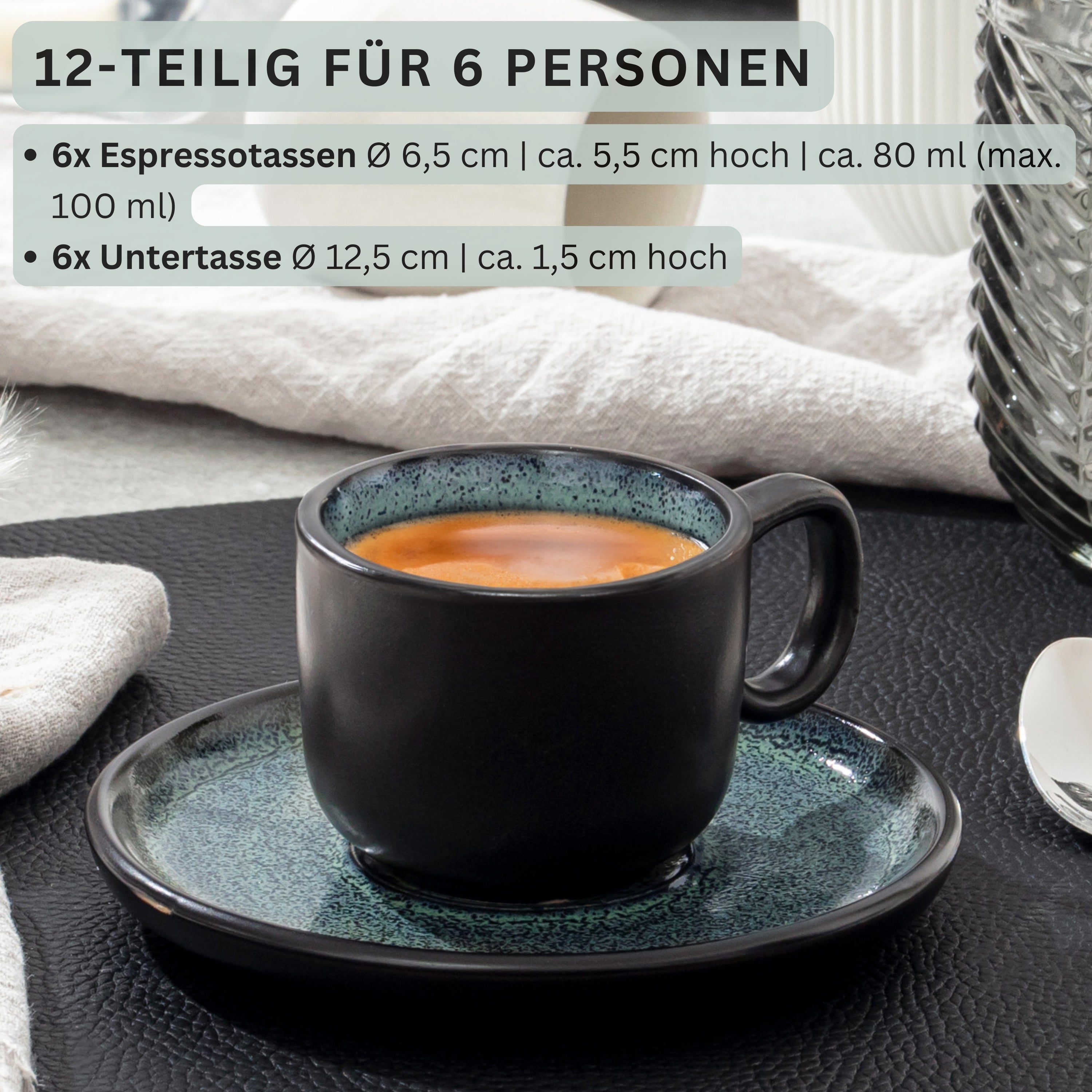 SÄNGER Steingut Espressotassen Set Malmö 12-teilig