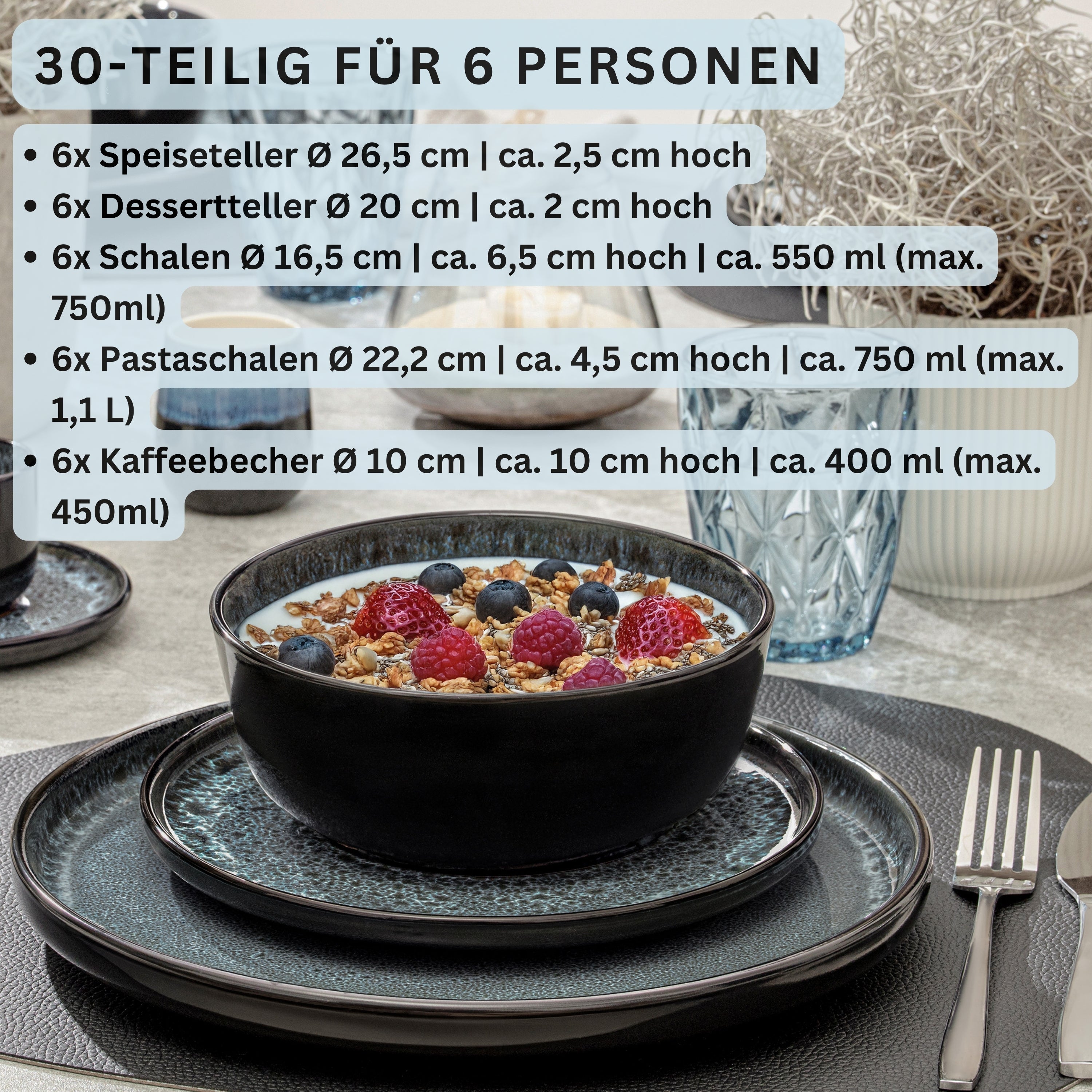 SÄNGER Steingut Kombiservice Manila 30 teilig für 6 Personen