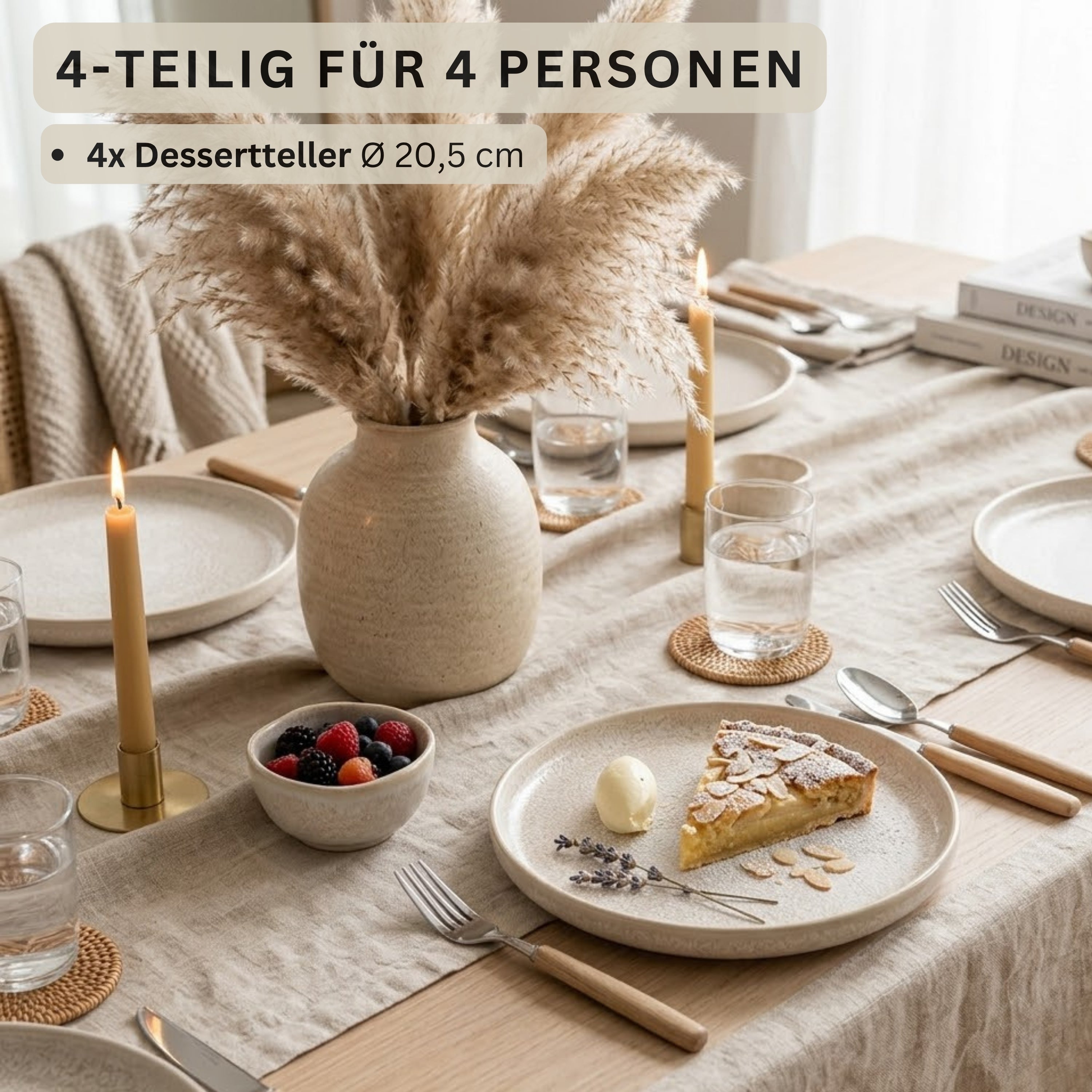 SÄNGER Steingut Dessertteller Korfu 4 teilig