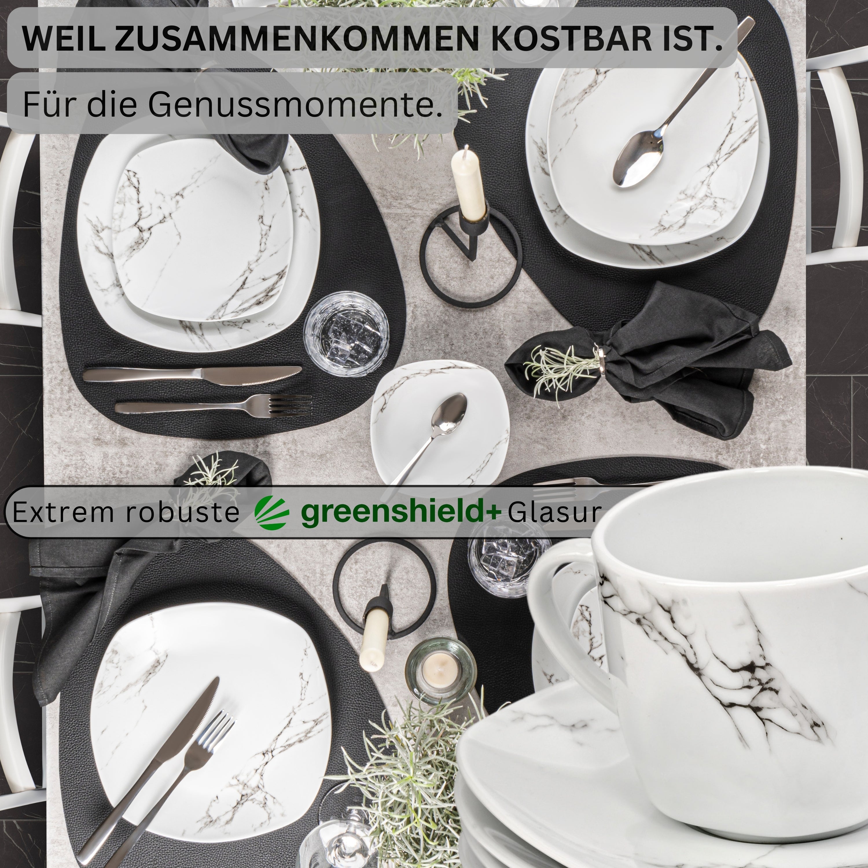 SÄNGER Kaffeetassen Set Bilgola Marmor 12 teilig für 6 Personen