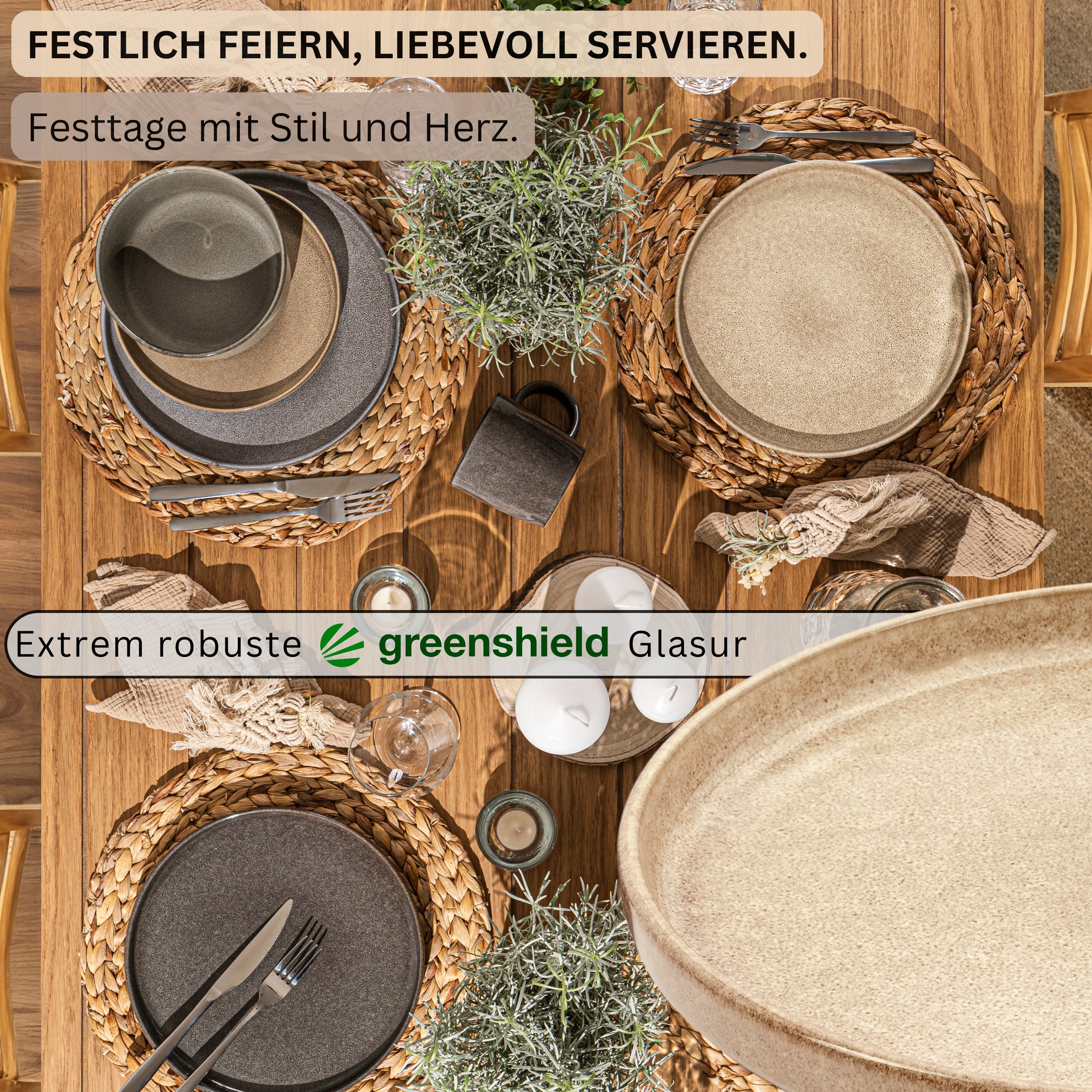 SÄNGER Dessertteller Set Kairo - 4 teilig aus Steingut