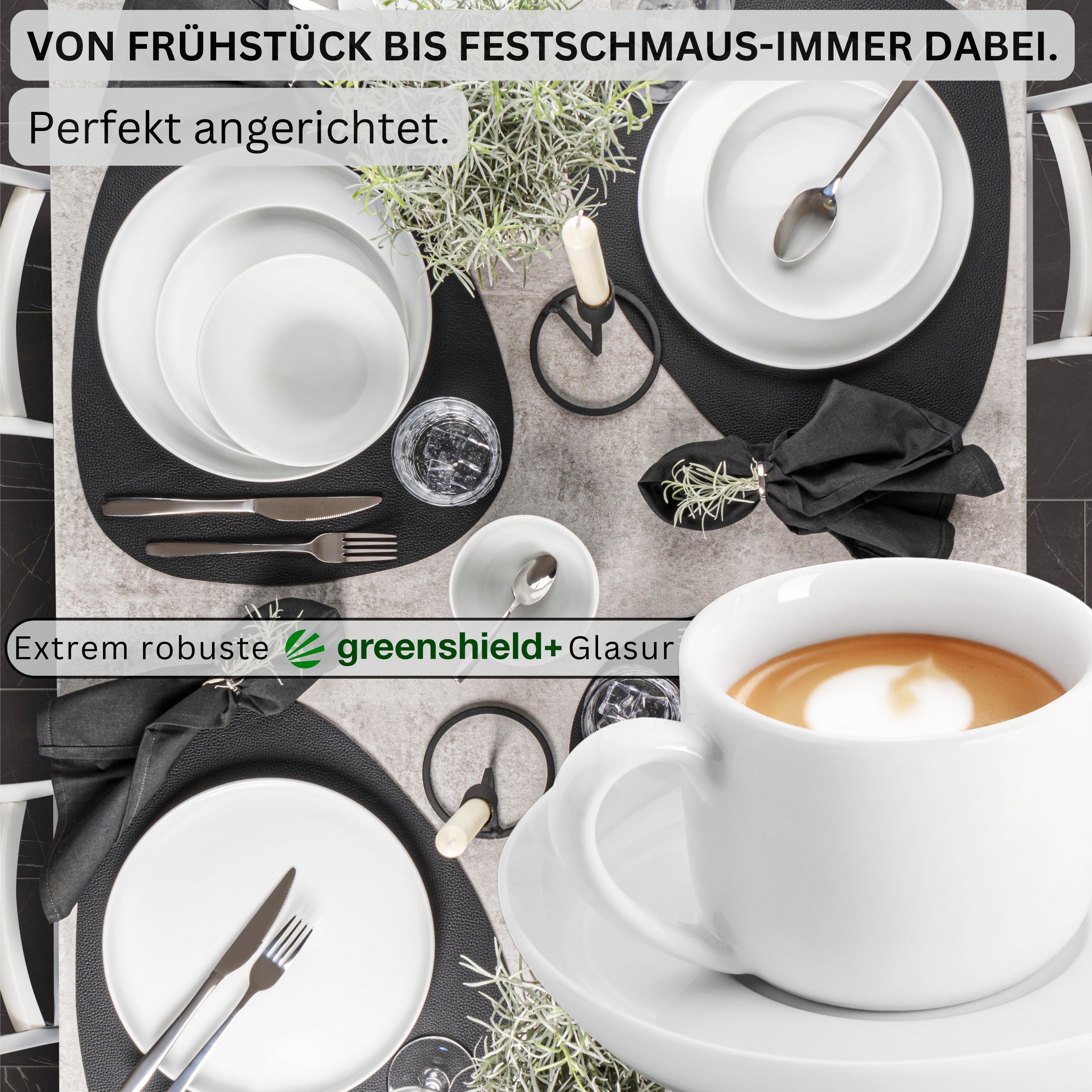 SÄNGER Porzellan Kaffeetassen Set Marlo 12-teilig für 6 Personen
