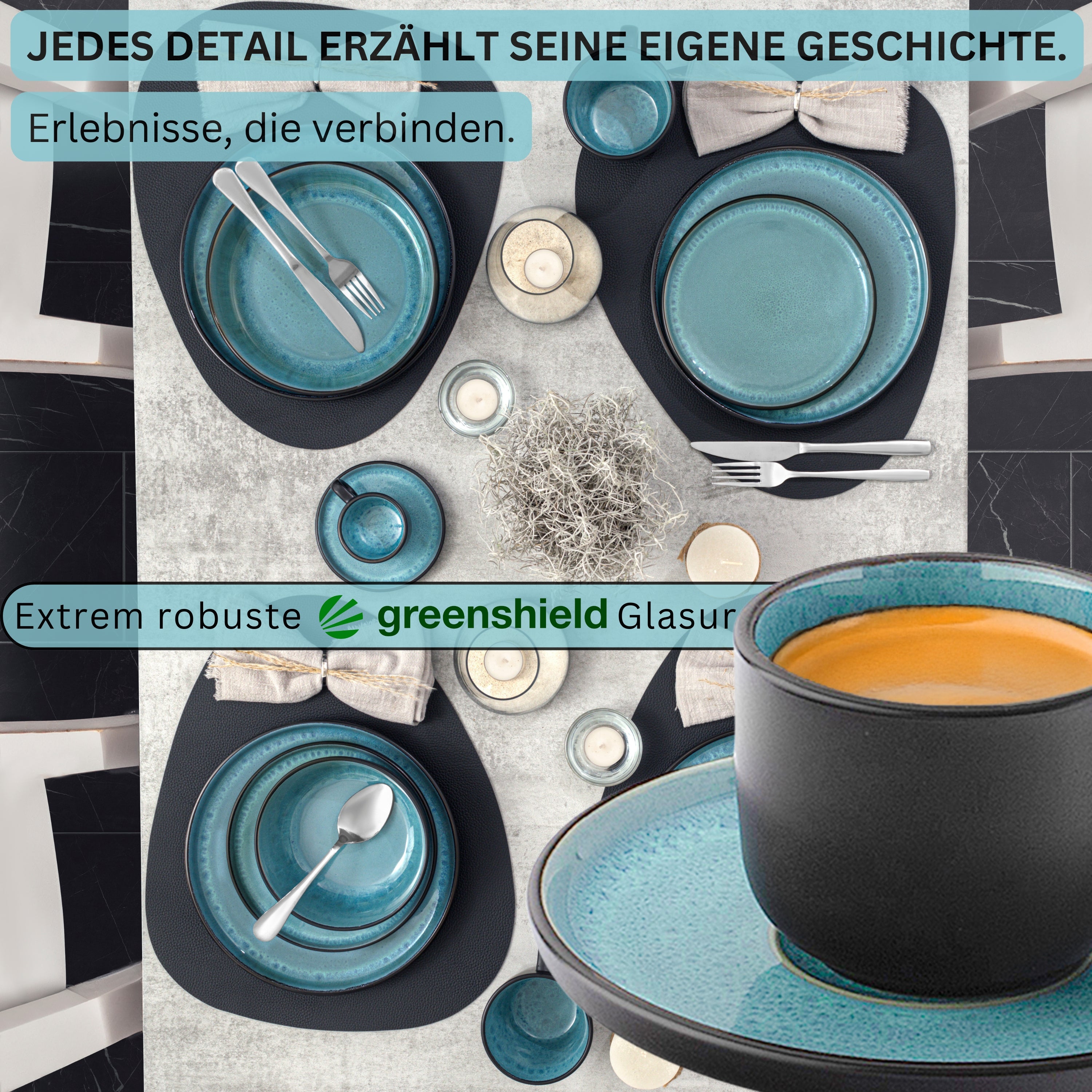 SÄNGER Espressotassen Set Granada - 12 teilig aus Steingut