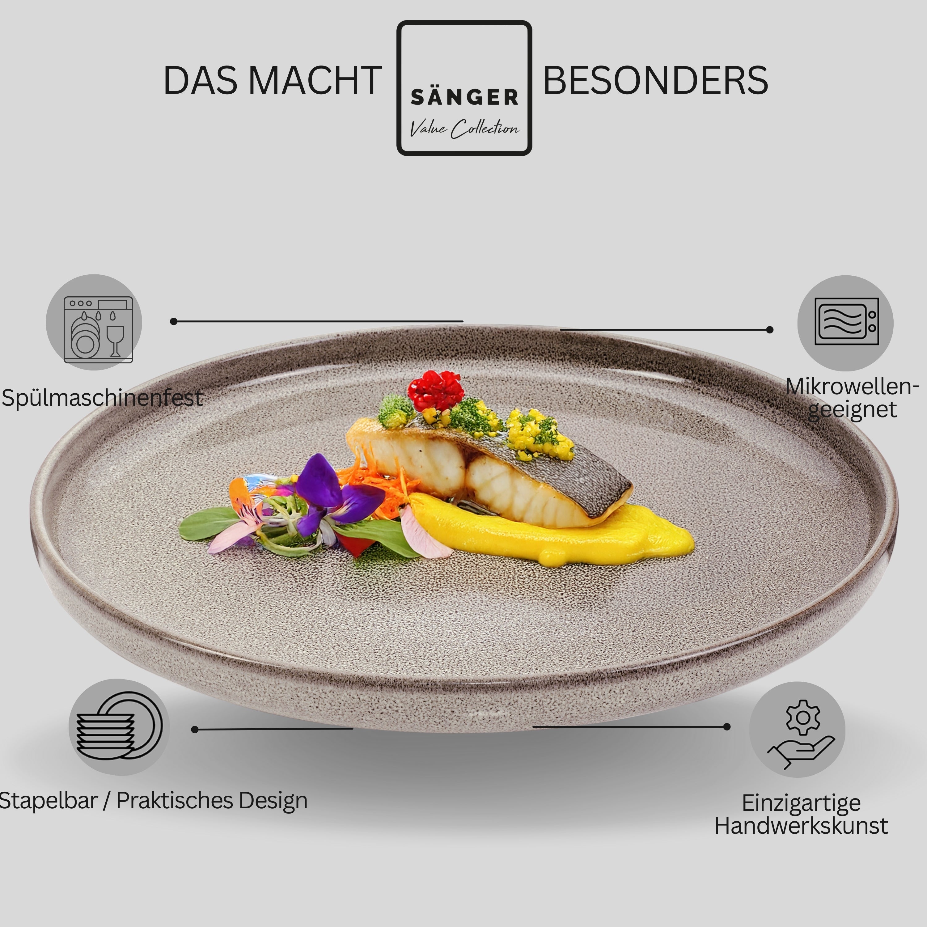 SÄNGER Speiseteller Set Kairo - 4 teilig aus Steingut