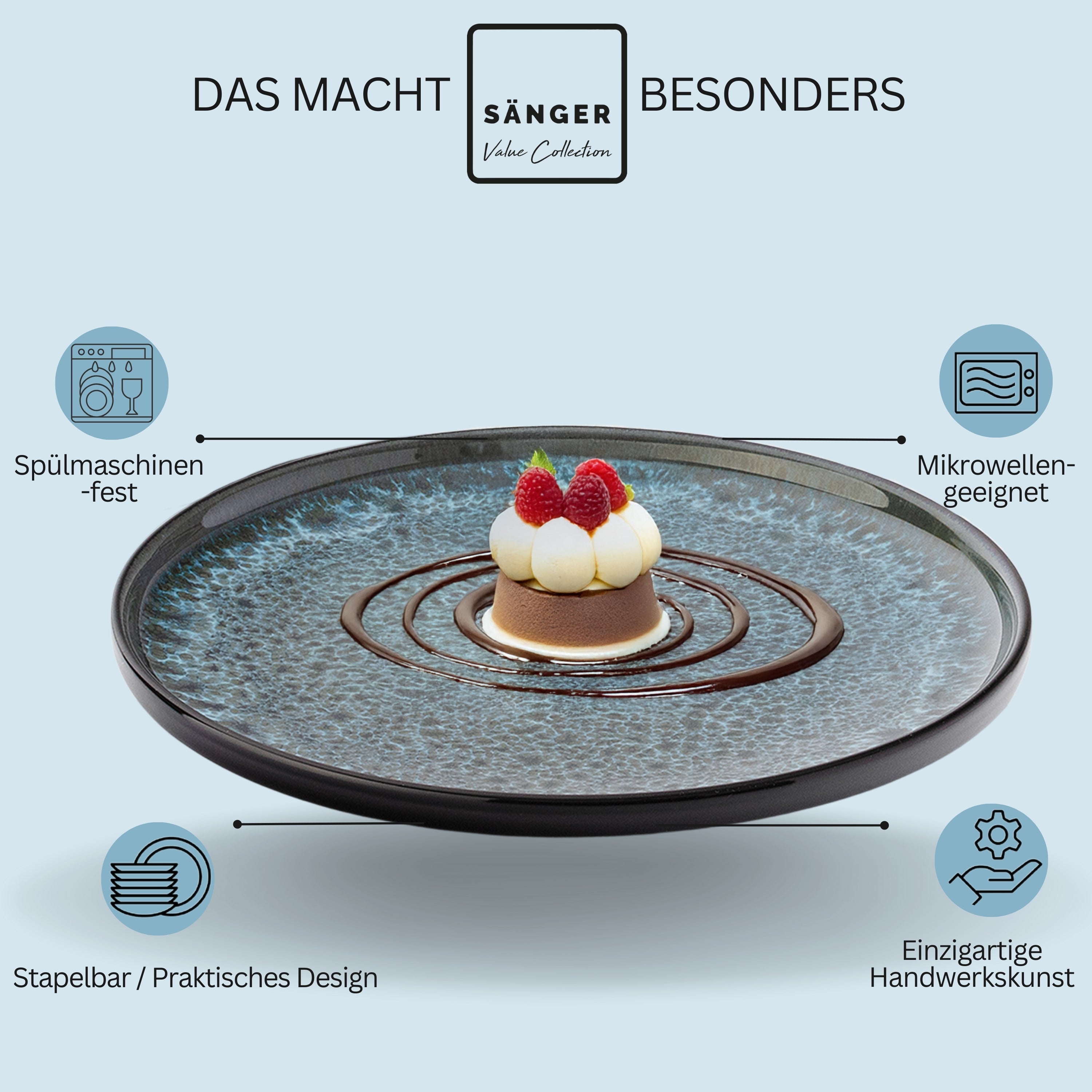 SÄNGER Dessertteller Set Manila - 6 teilig aus Steingut