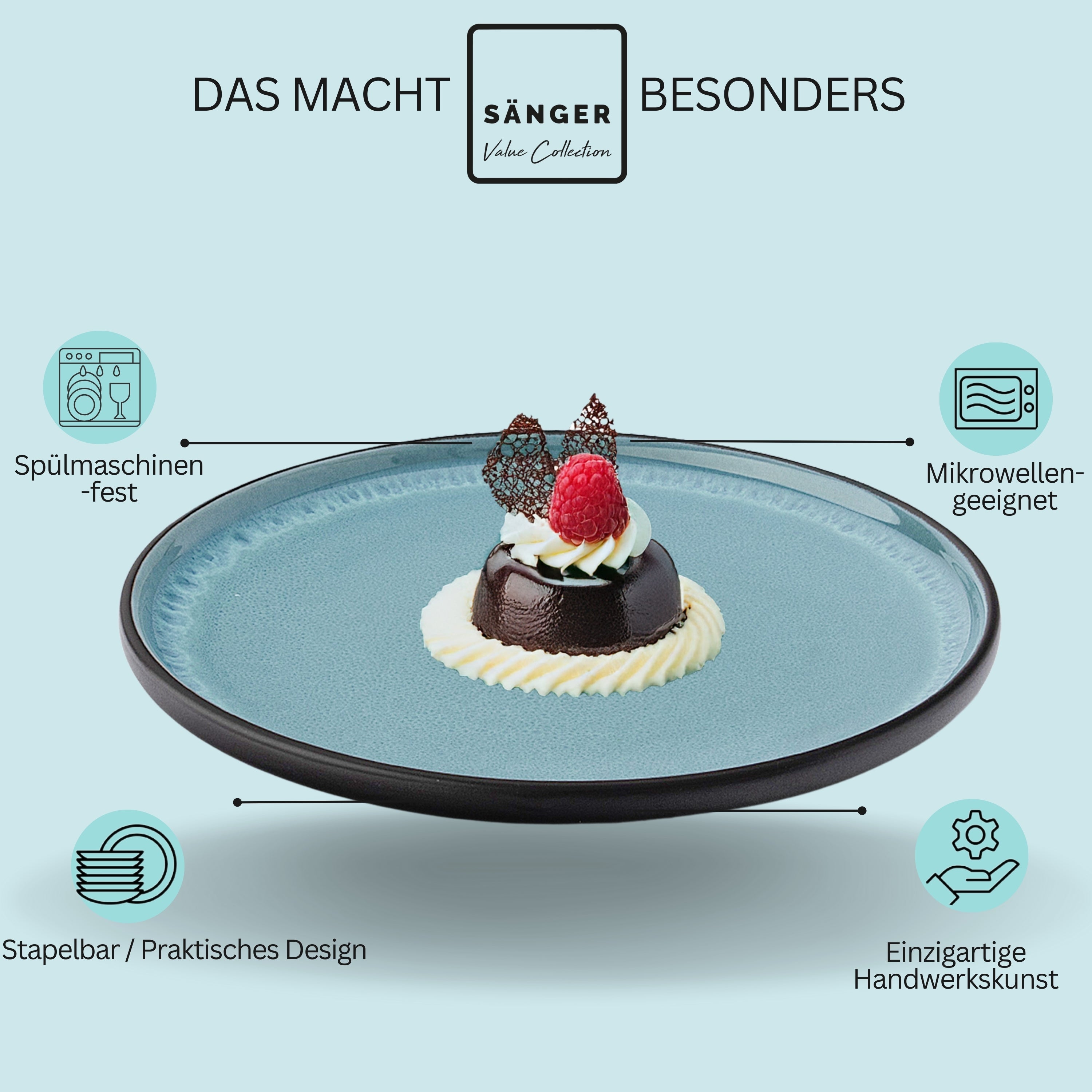 SÄNGER Dessertteller Set Granada - 6 teilig aus Steingut
